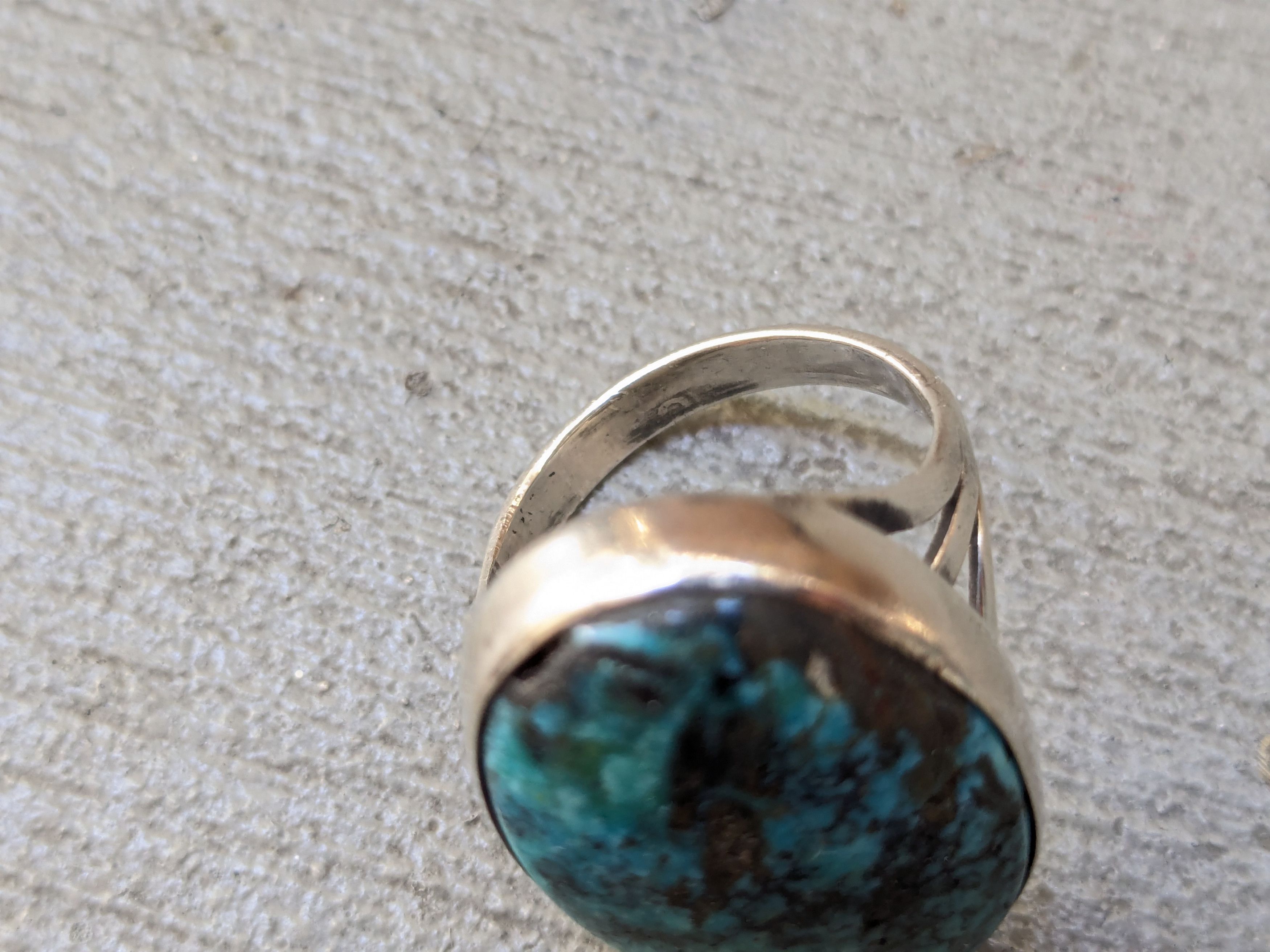 Jewelry Vintage Sterling Silver Ring Blue Chysocolla Americana Size ONE SIZE - 8 Thumbnail
