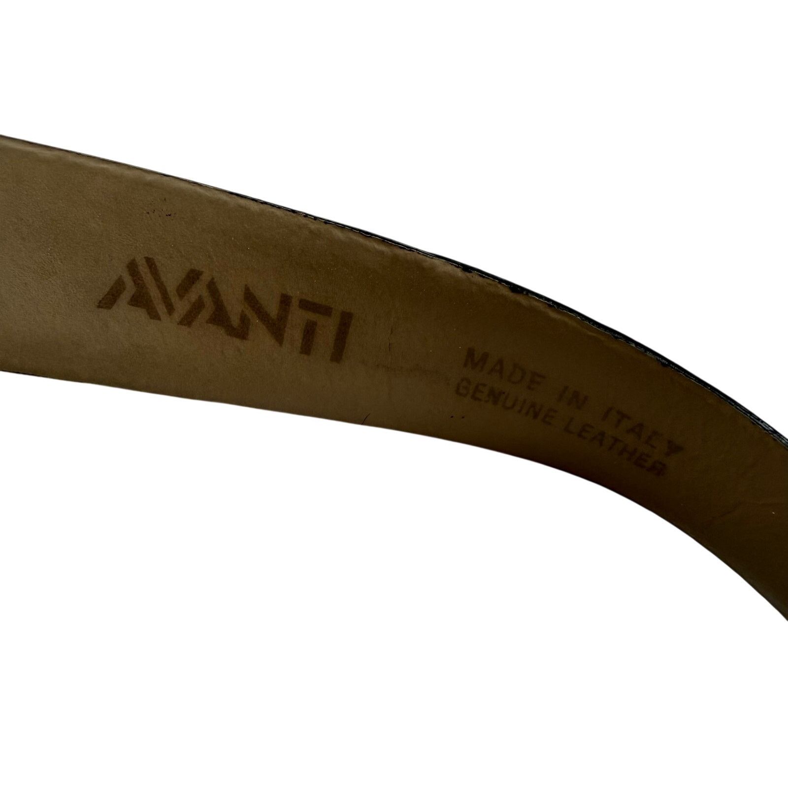 Other Avanti Black Croc Embossed Leather Belt Size 44 Needs Buckle Size 42 - 2 Thumbnail