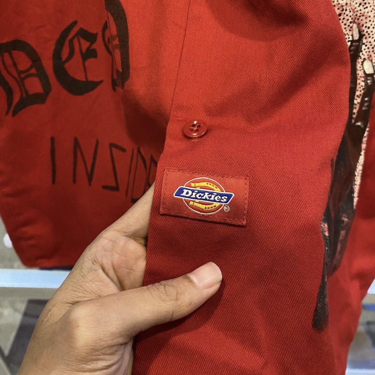 Dickies Vintage Dickies Red Custom Made Hardcore Design Shirt Pocket Size US L / EU 52-54 / 3 - 7 Thumbnail