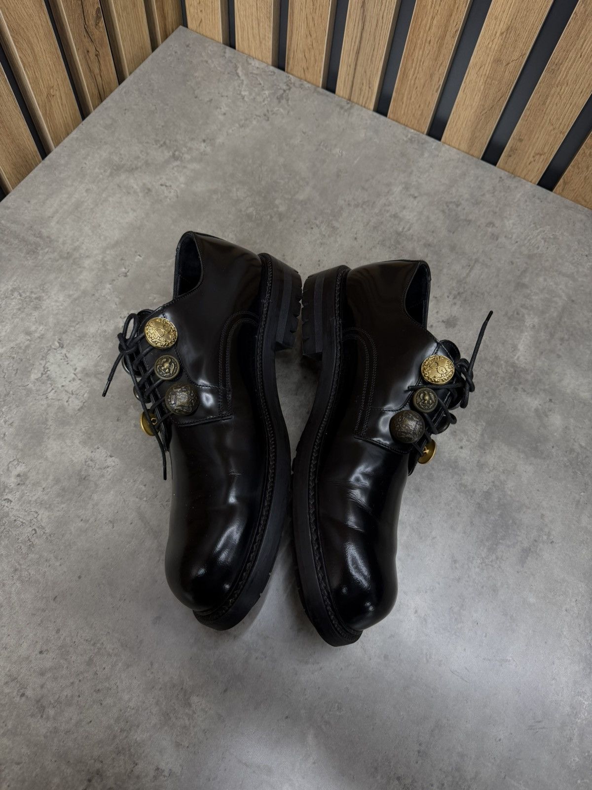 Dolce & Gabbana Dolce & Gabbana Black Leather Derby Shoes Size 9 Size US 10 / EU 43 - 9 Thumbnail