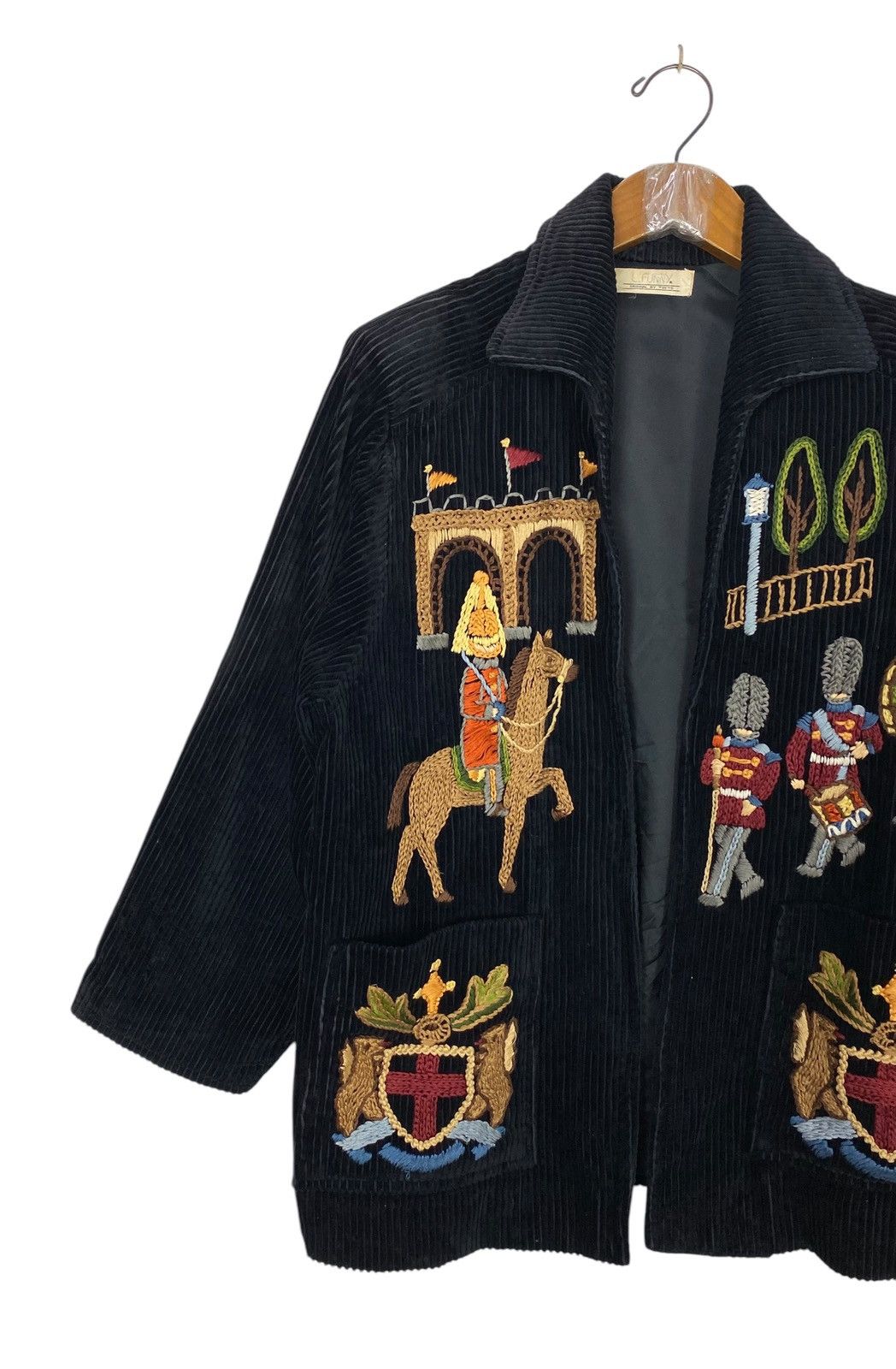 Art Comes First Rare Vtg Full Hand Embroidery British Motive Corduroy Jacket Size US S / EU 44-46 / 1 - 2 Thumbnail