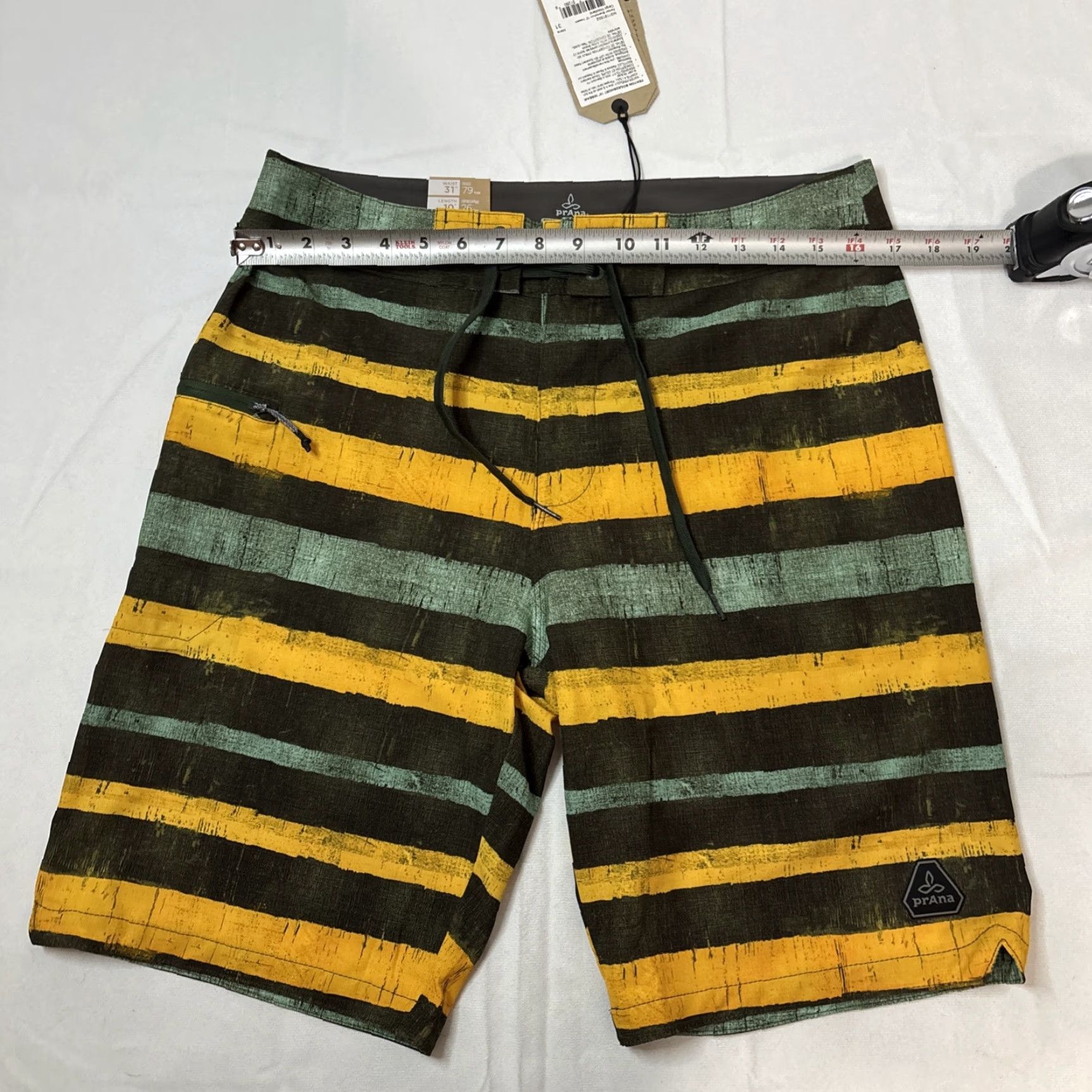 Prana VINTAGE? (No) - PrAna Board Shorts - Men - 31 - Yellow - Brown - Surf - 10 Inseam - NWT Size US 31 - 4 Thumbnail