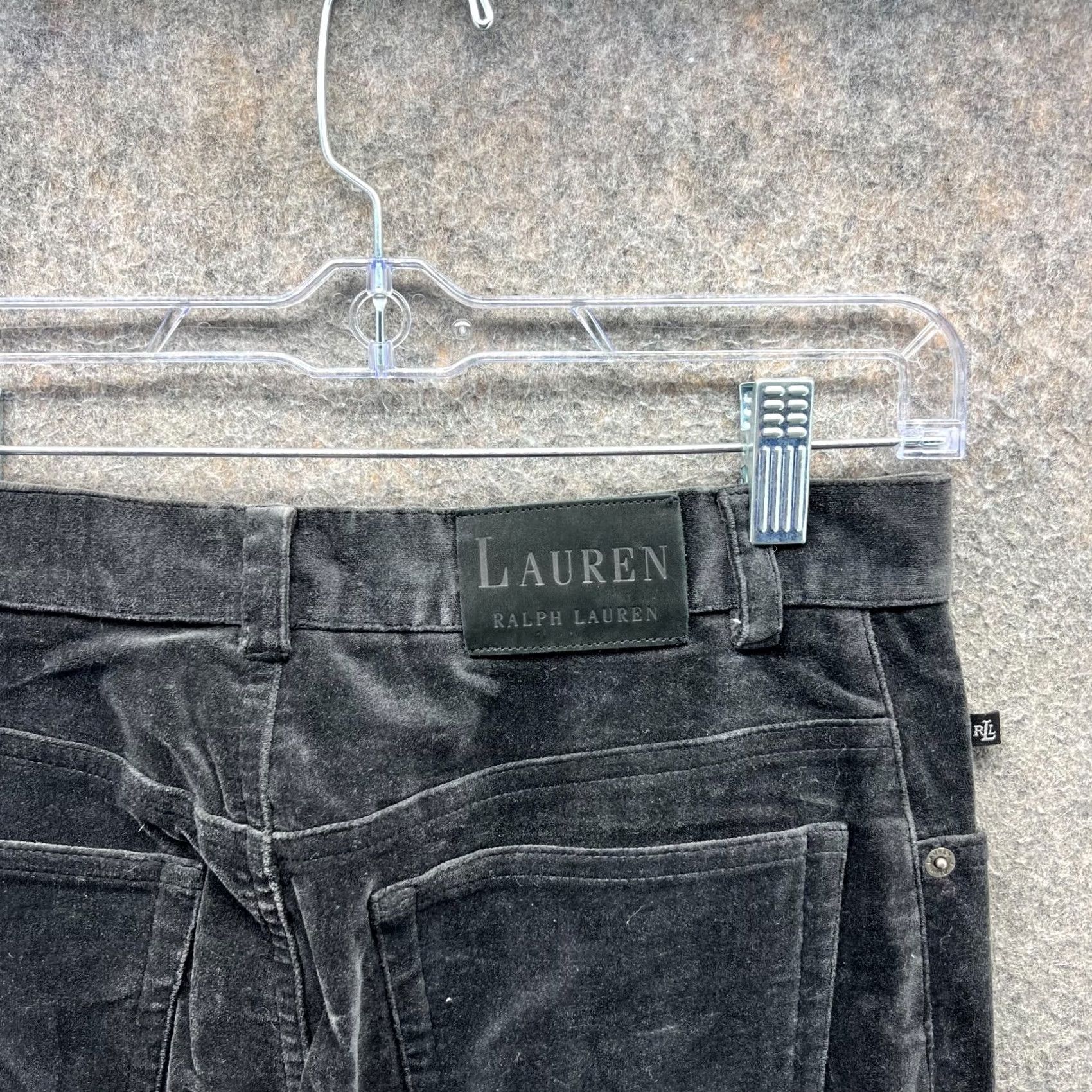 Ralph Lauren VINTAGE Lauren Ralph Lauren Pants Womens 4 Black Cotton Velour Satin Dress Pants Preppy LRL Size 27" / US 4 / IT 40 - 4 Thumbnail