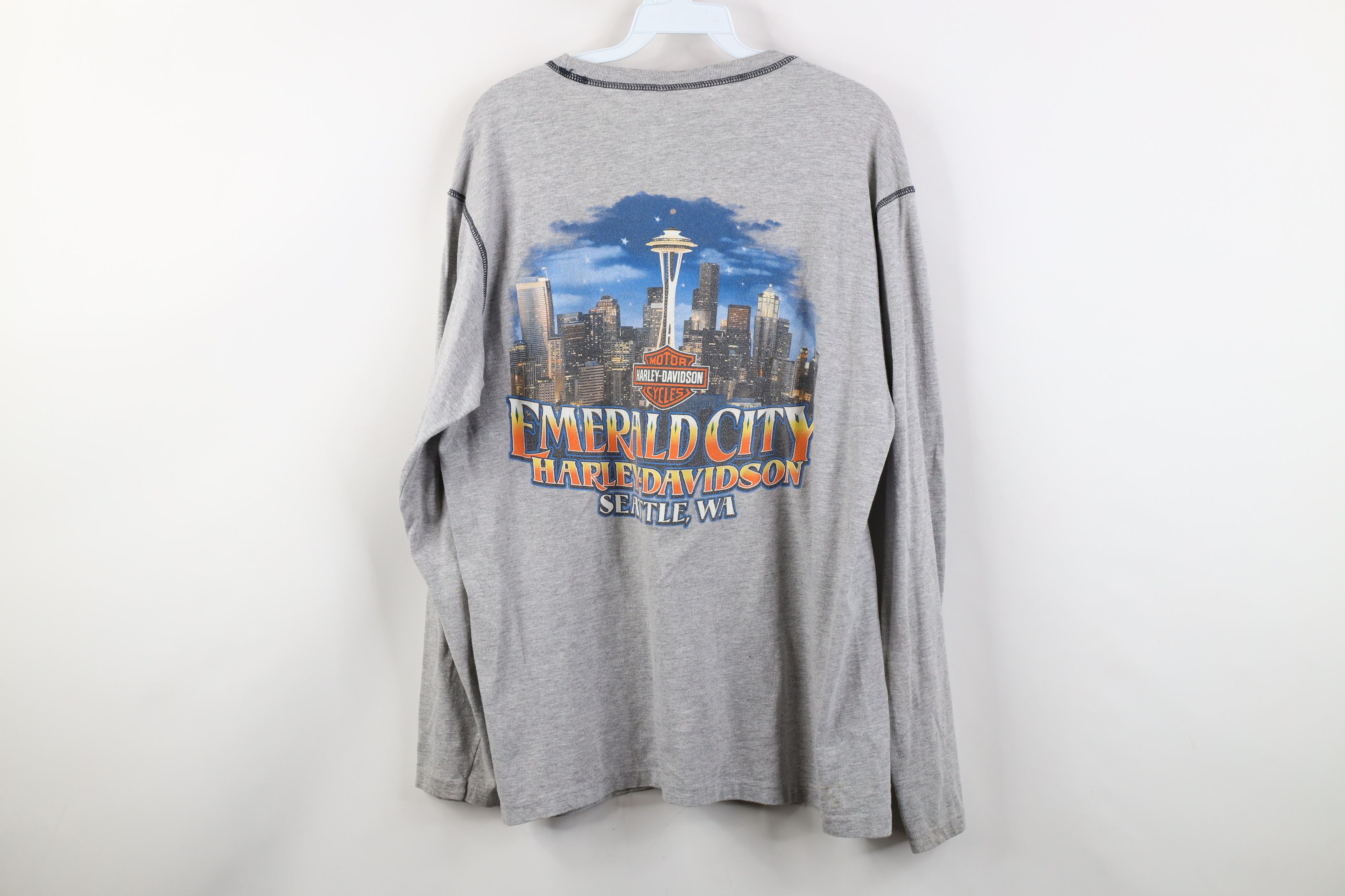 Harley Davidson Vintage Y2K Harley Davidson Seattle Long Sleeve T-Shirt Gray Size US L / EU 52-54 / 3 - 15 Thumbnail