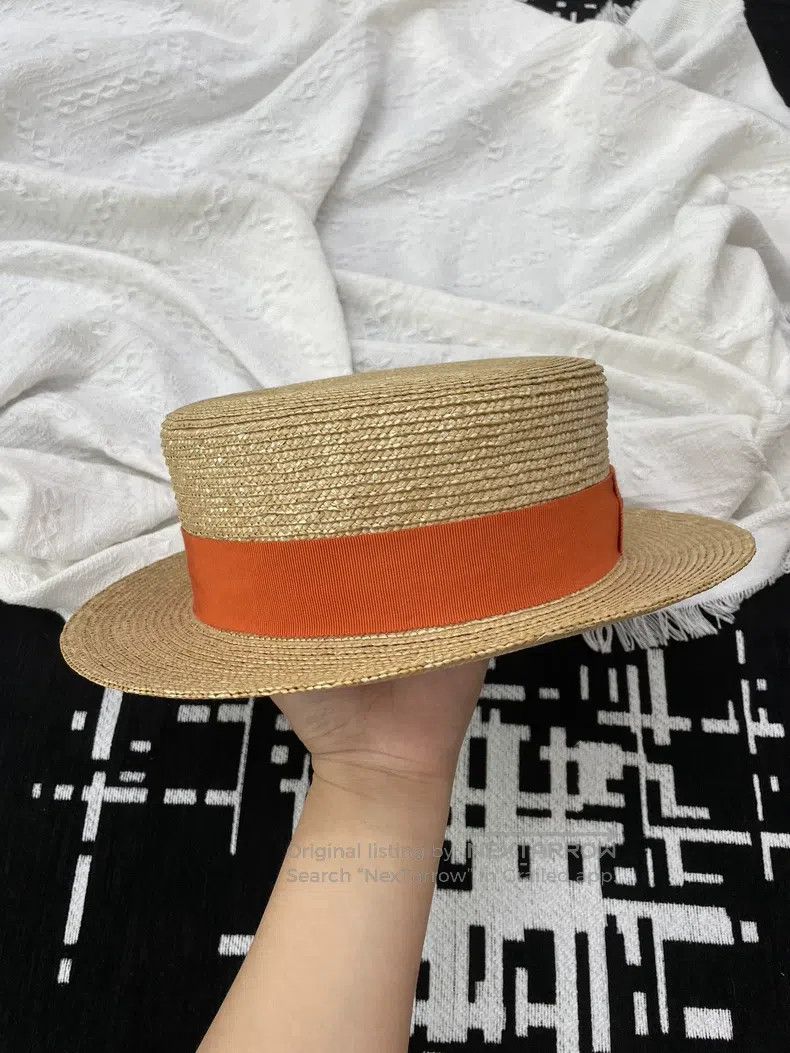Prada Prada Orange wide-brimmed straw hat Size ONE SIZE - 3 Thumbnail