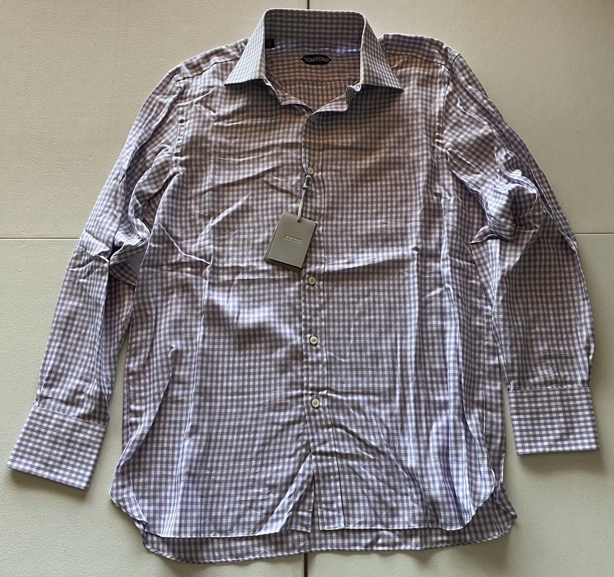 Tom Ford Tom Ford light lilac gingham check shirt 17 43e NEW Size US L / EU 52-54 / 3 - 1 Thumbnail