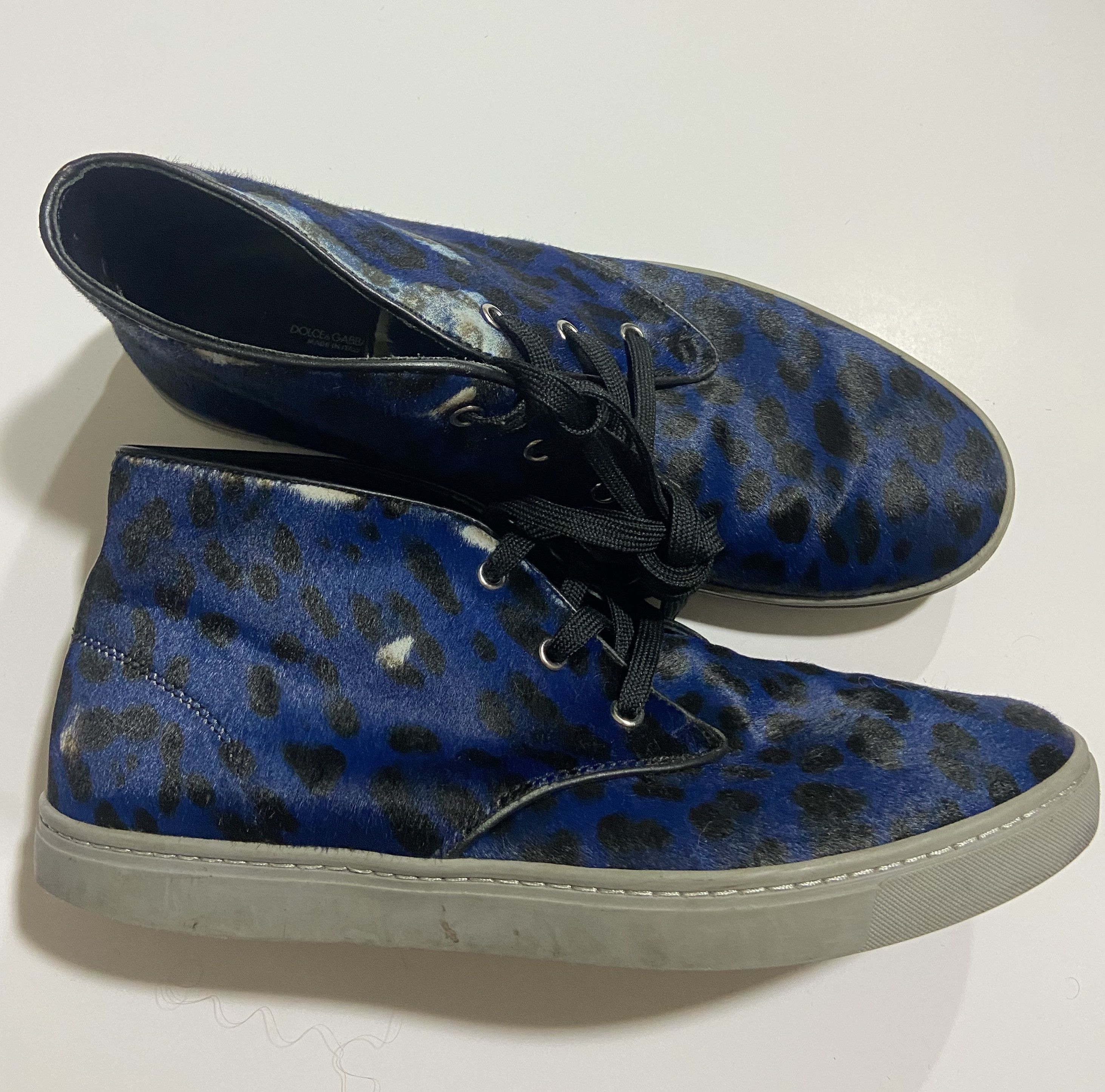 Dolce & Gabbana × Vintage DOLCE & GABBANA Blue Calfskin Leopard ( BLEACHED ! ) Size US 8 / EU 41 - 1 Thumbnail