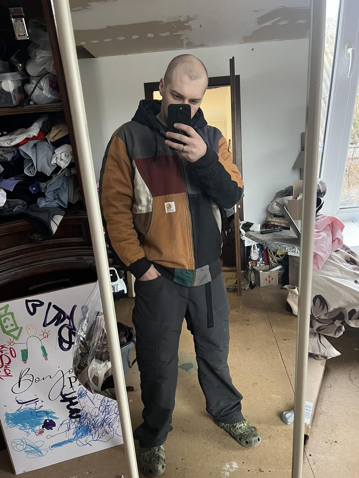 Carhartt Rare Carhartt Remake Rework Patchwork Jacket 90s Sz L Size US L / EU 52-54 / 3 - 3 Thumbnail