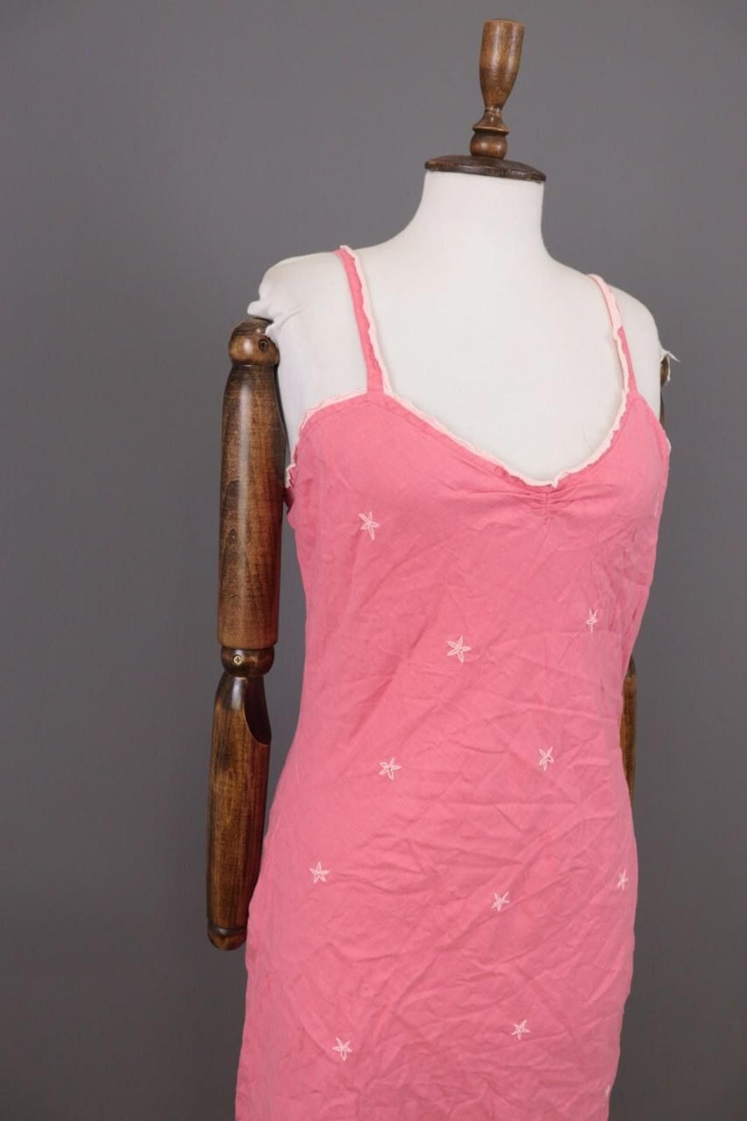 Designer Pachamama Pink Printed Spaghetti Linen Summer Dress Size 3 Size M / US 6-8 / IT 42-44 - 6 Thumbnail