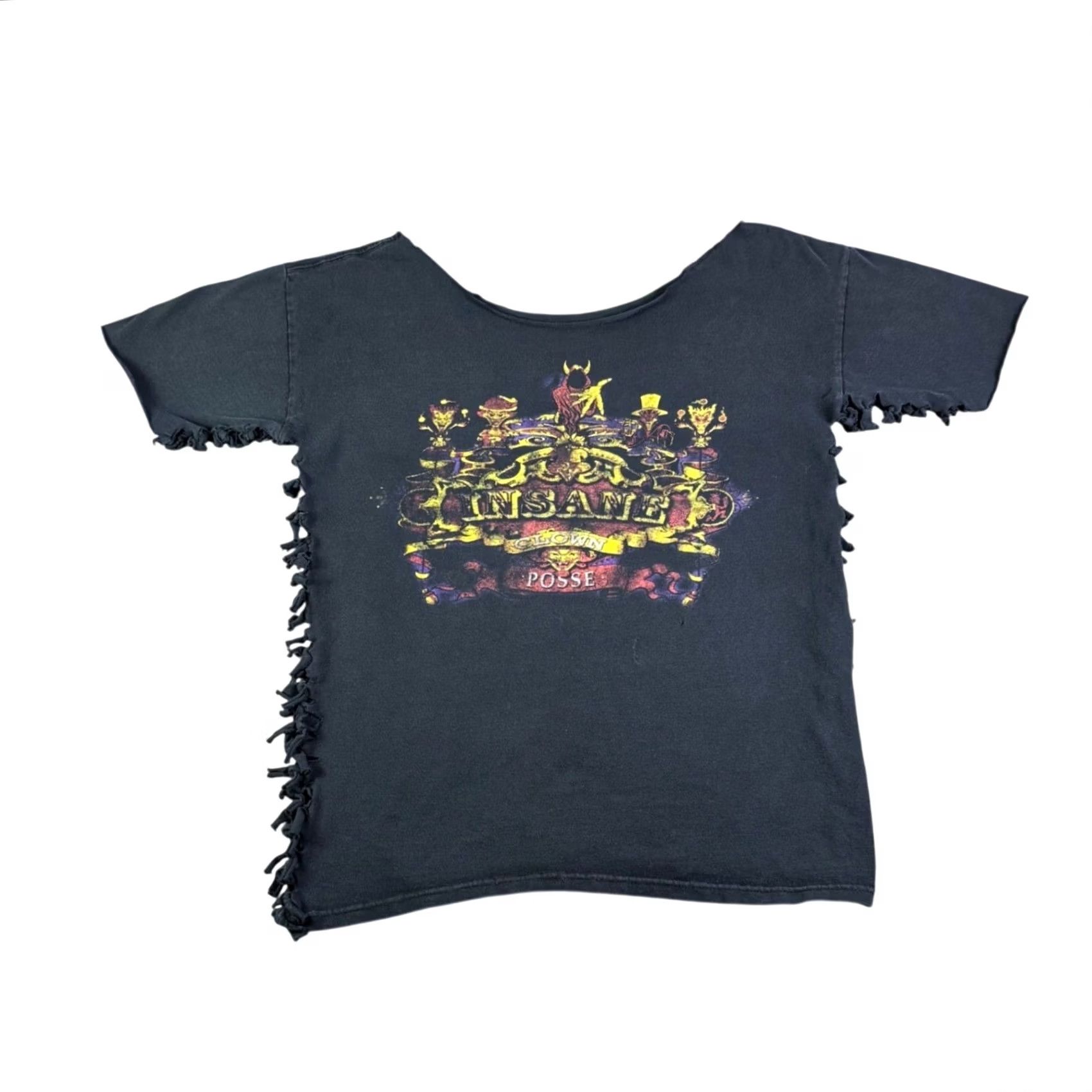 Vintage VINTAGE Insane Clown Posse ICP Graphic T-Shirt DIY Cut Tied Black Grunge Tee Ladies L Black Short Sleeve Shirt Size L / US 10 / IT 46 - 2 Thumbnail