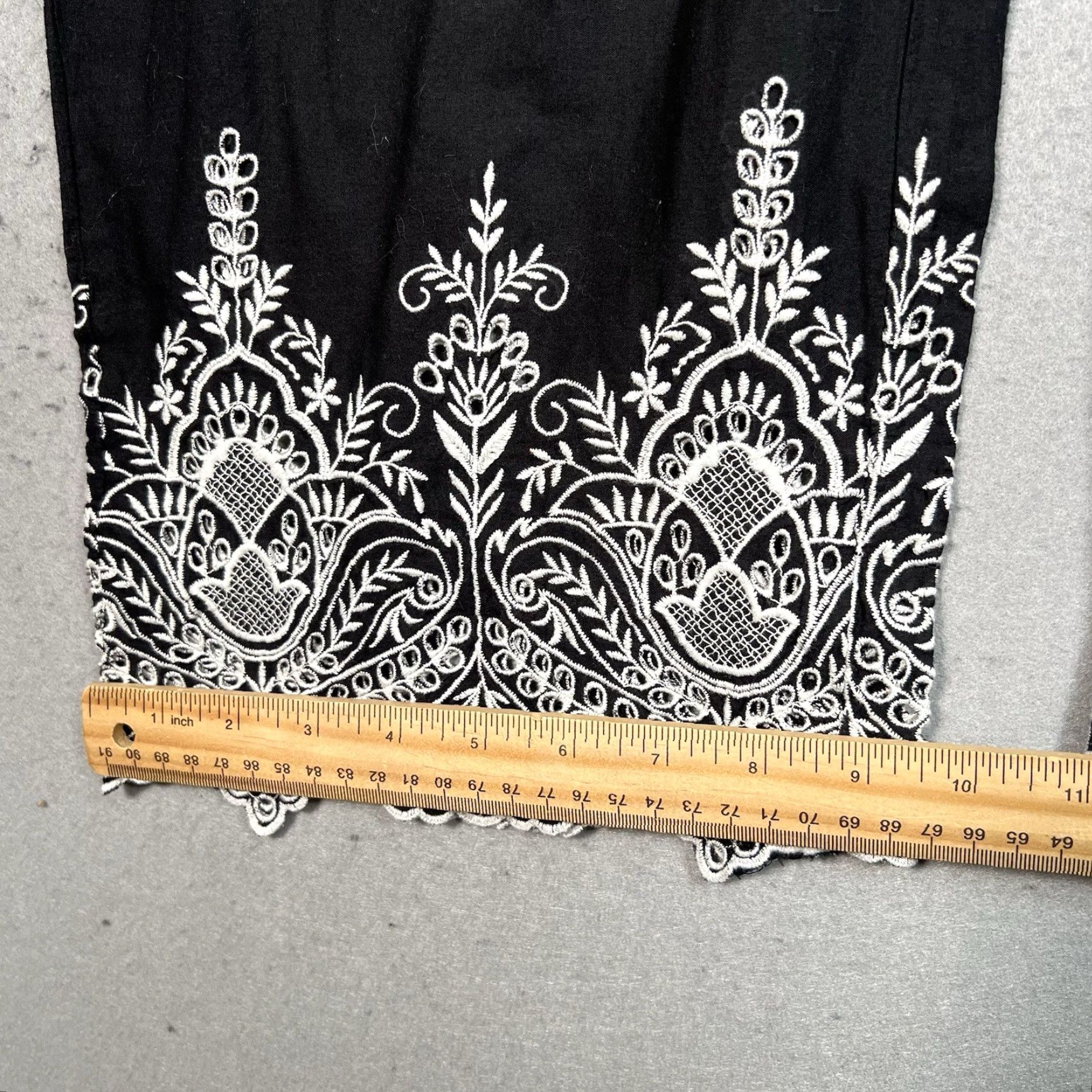 Zara Zara Embroidered Wide Leg Pants Womens XS Black Regular Straight Fit Ankle Womens Size 26" / US 2 / IT 38 - 6 Thumbnail
