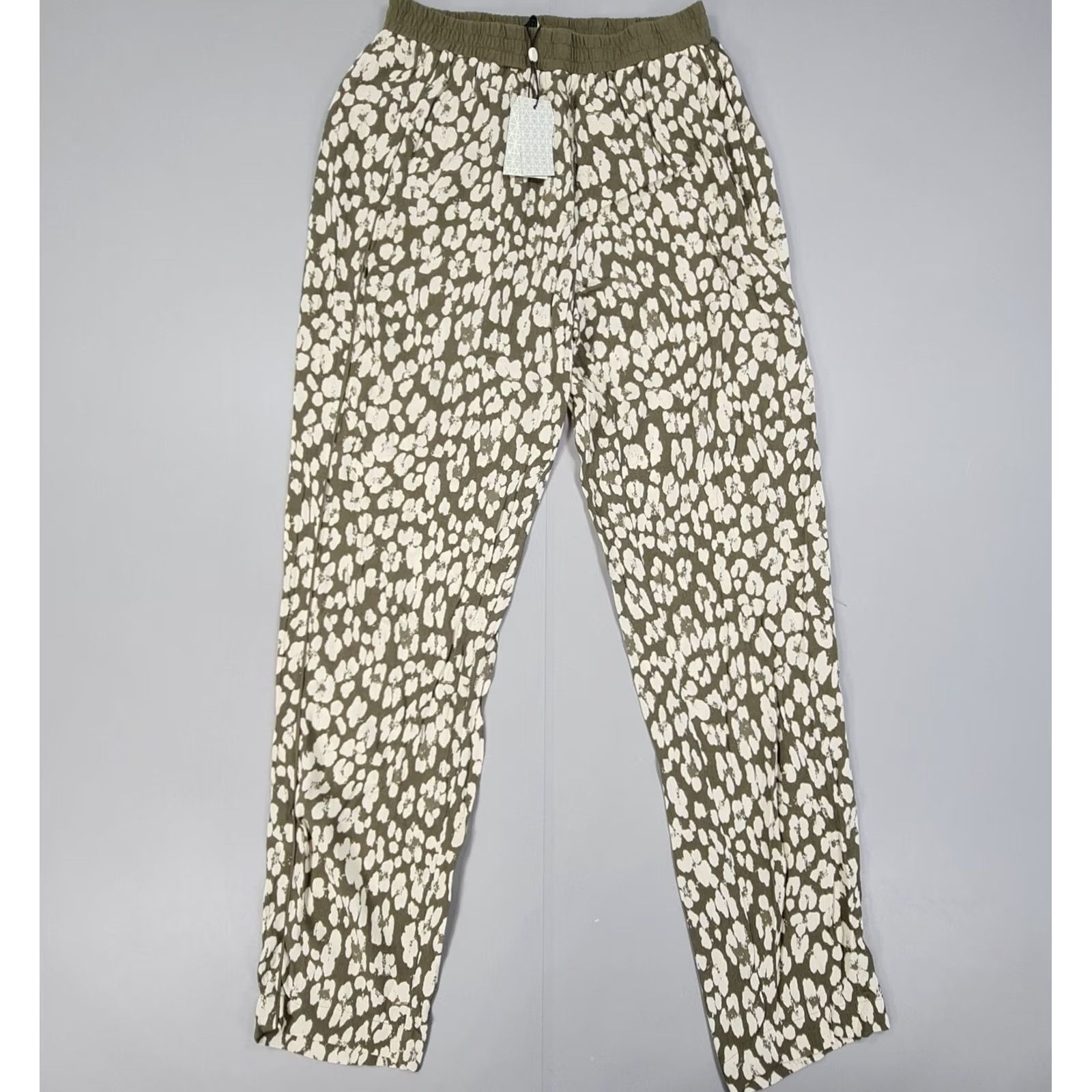 Vintage Sandwich Woman's Trousers Green 36 Animal Print Lightweight Jogger Regular Elastic Waist Inseam 32" Casual Womens Size 25" / US 0 / IT 36 - 2 Thumbnail