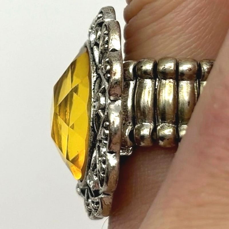 Other Yellow & Silver Crystal Ring Size ONE SIZE - 3 Thumbnail
