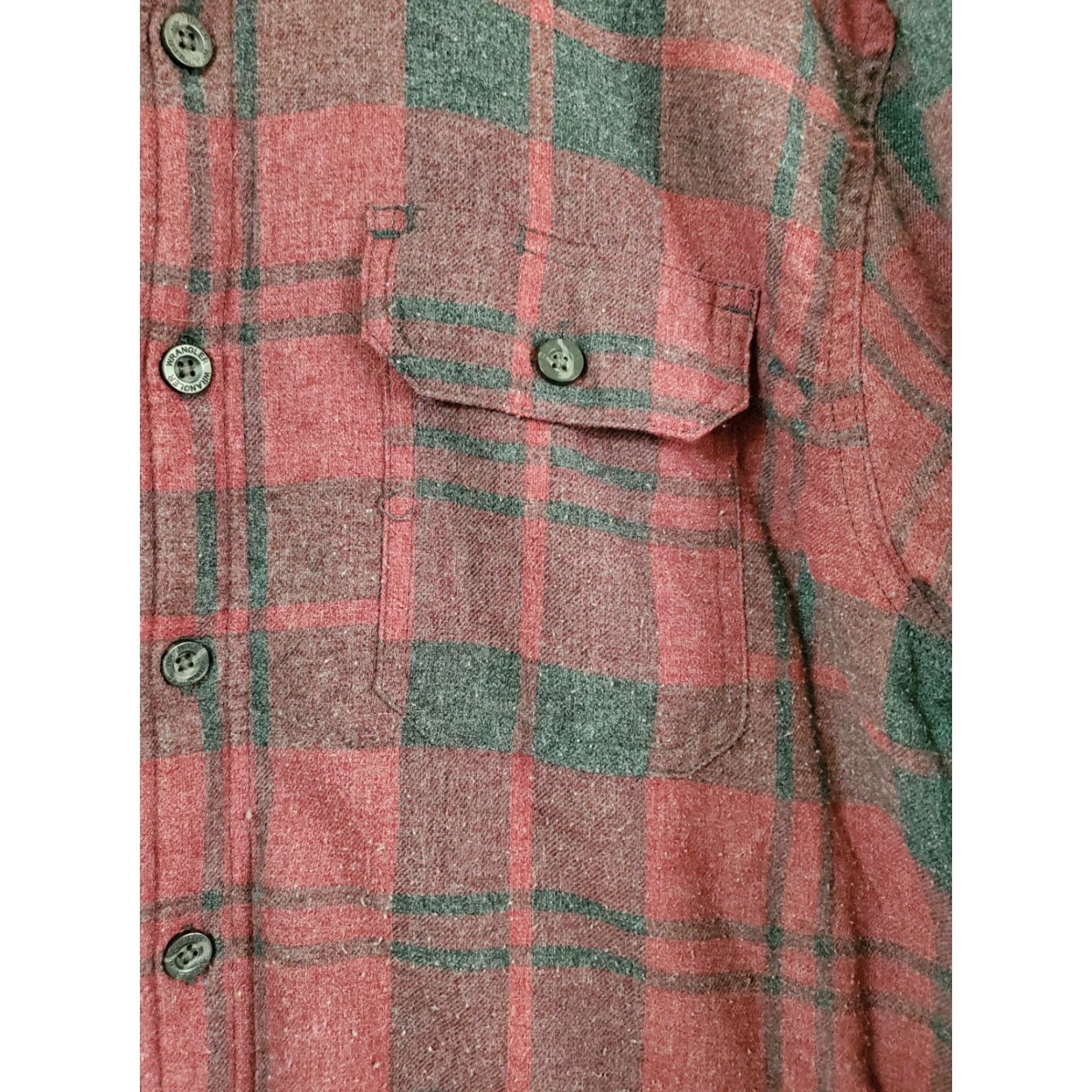 Wrangler Wrangler Shacket Flannel Button-Up Red Dark Gray L Large Size US L / EU 52-54 / 3 - 2 Thumbnail