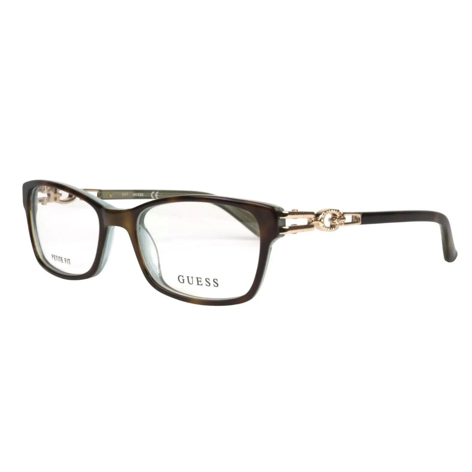GUESS GU2677 TORTOISE GREEN CRYSTAL LOGO EYEGLASSES 53-17