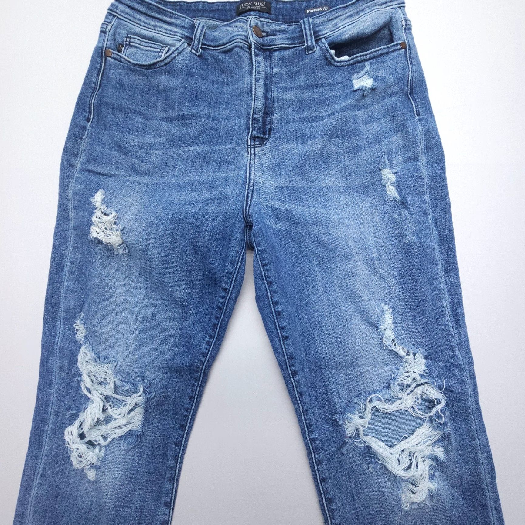Denime Judy Blue Jeans Womens 15 / 32 Boyfriend Fit Distressed Dark Wash Denim Blue Size 24" / US 00 / IT 34 - 3 Thumbnail