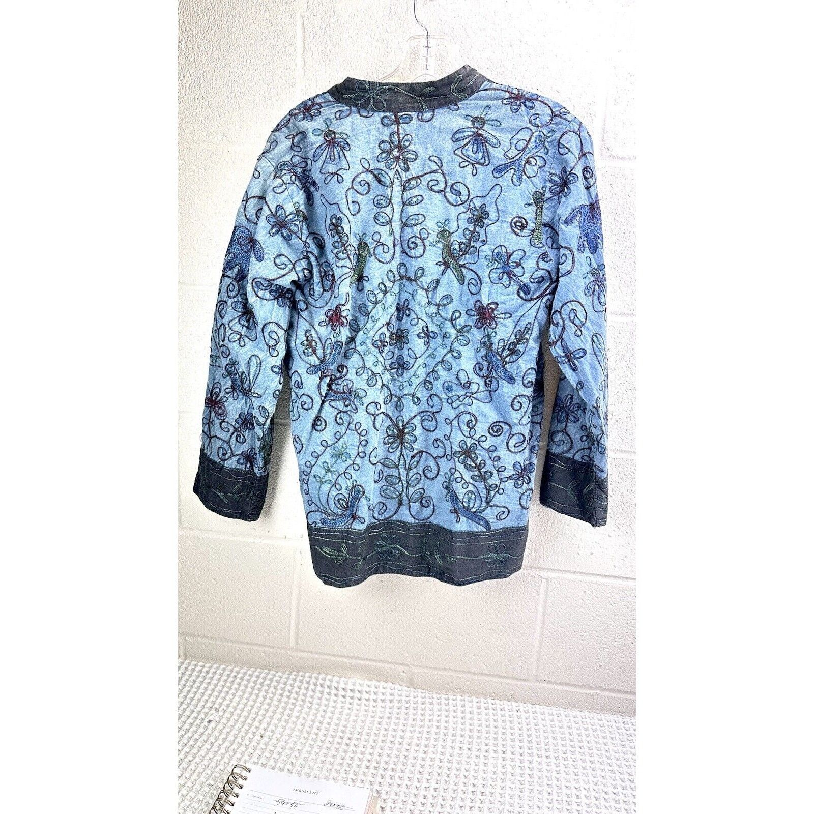 Other Galeno embroidered jacket 100% cotton blue medium M Size M / US 6-8 / IT 42-44 - 5 Thumbnail