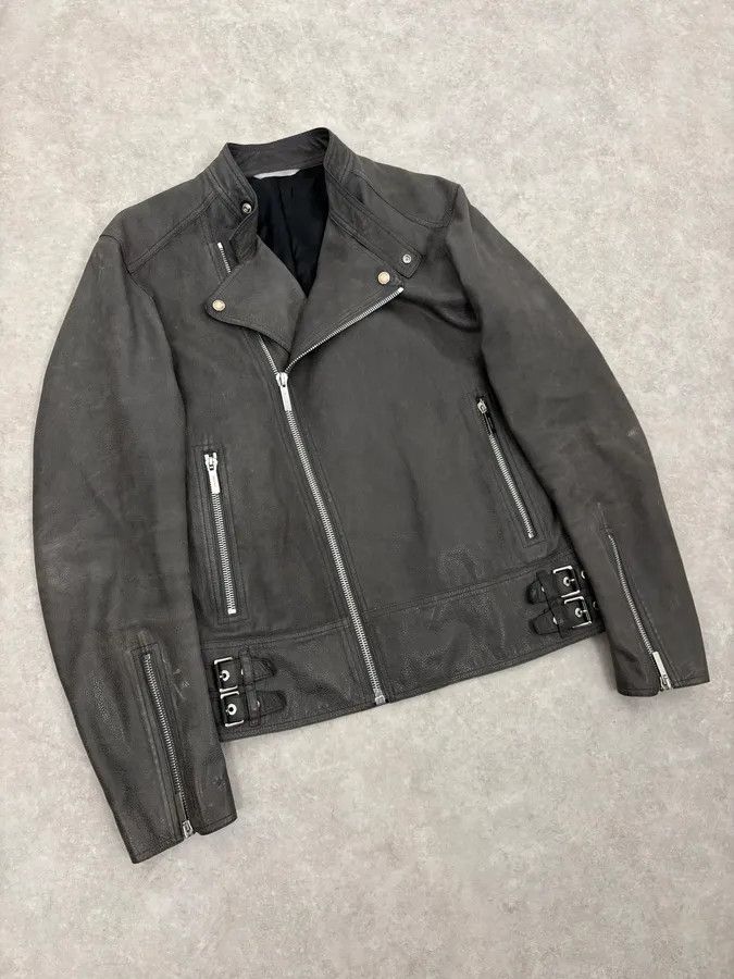 Dior 2010s Dior Grey Asymmetrical Leather Biker Jacket by Kris Van Assche Size US S / EU 44-46 / 1 - 4 Thumbnail