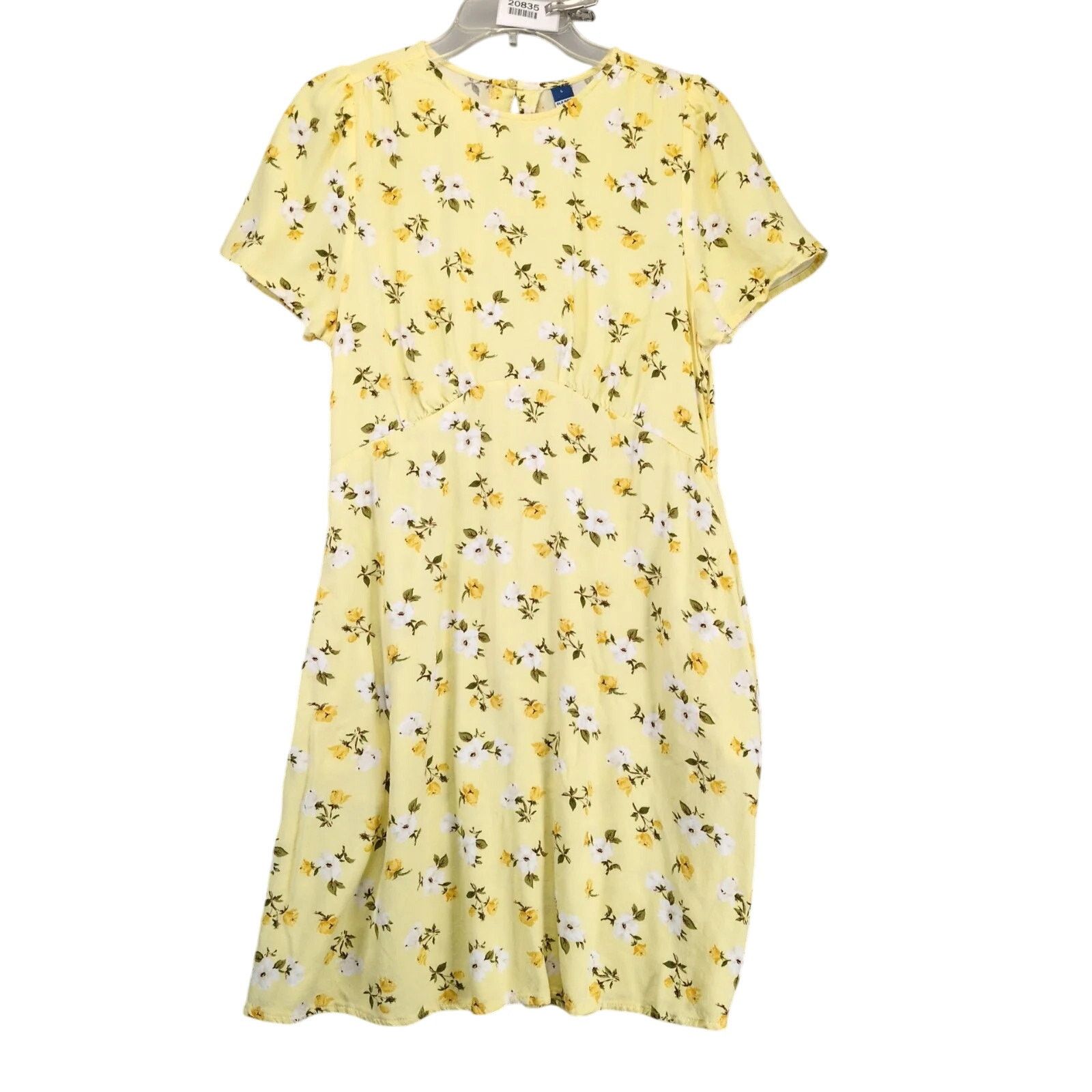 Old Navy Old Navy Yellow Floral Rayon Dress Sz L Knee Length Pockets Size L / US 10 / IT 46 - 1 Thumbnail