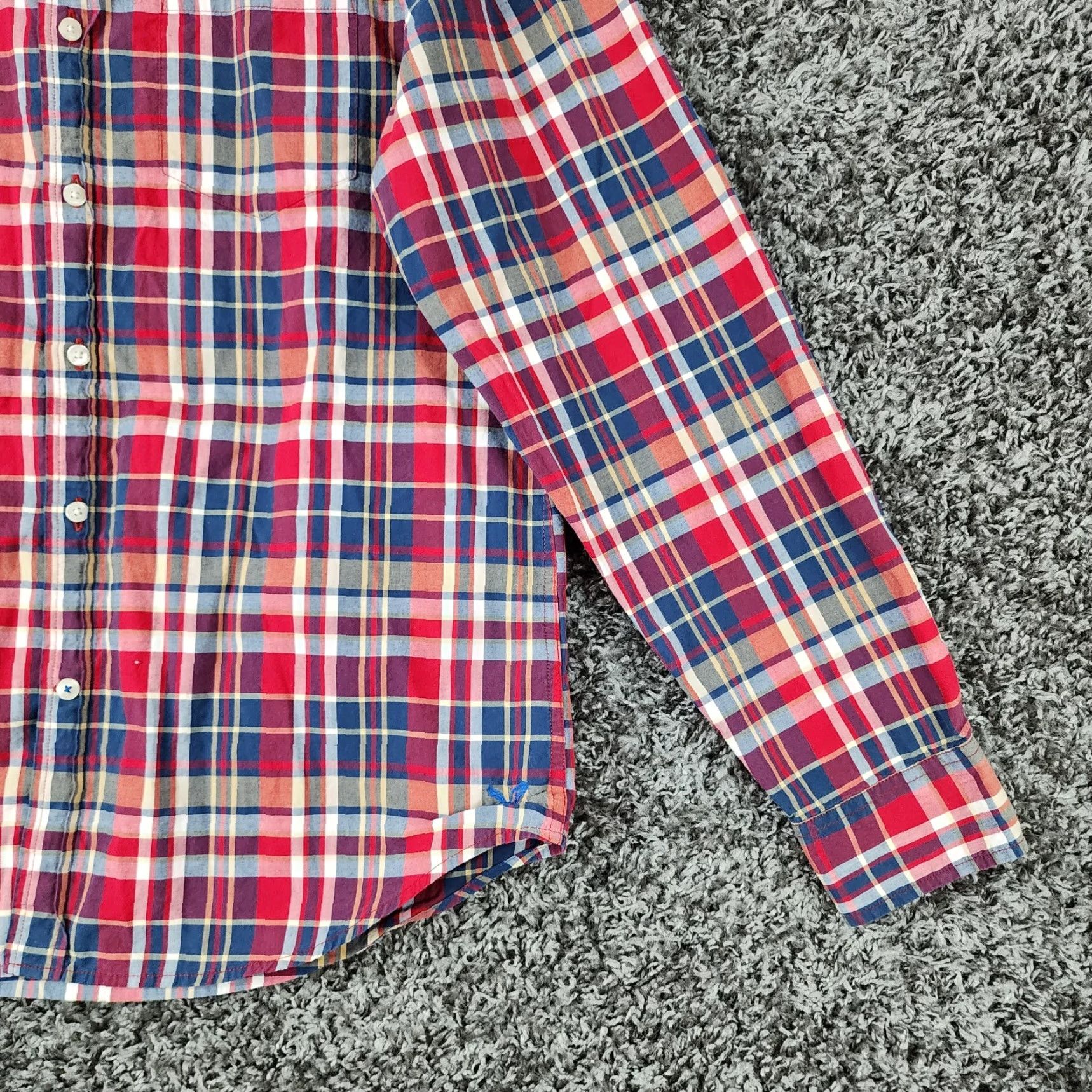 American Eagle Outfitters VINTAGE? No—American Eagle Shirt Men L Athletic Fit Plaid Long Sleeve Button-Up Red Blue Size L Mens Size US L / EU 52-54 / 3 - 2 Thumbnail