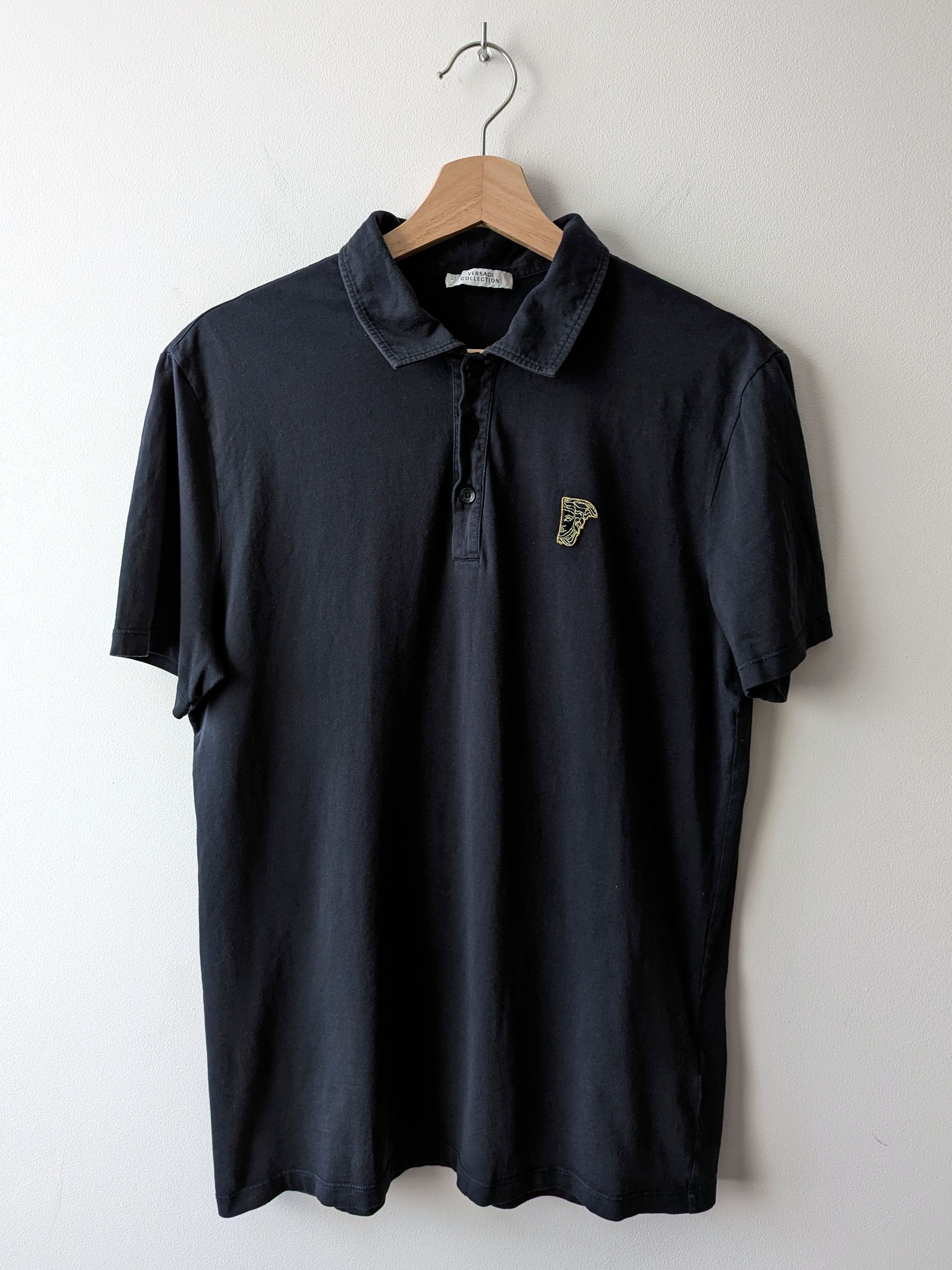 Versace Versace Collection Polo Shirt Cotton Navy Gold Medusa Patch Size US M / EU 48-50 / 2 - 1 Thumbnail