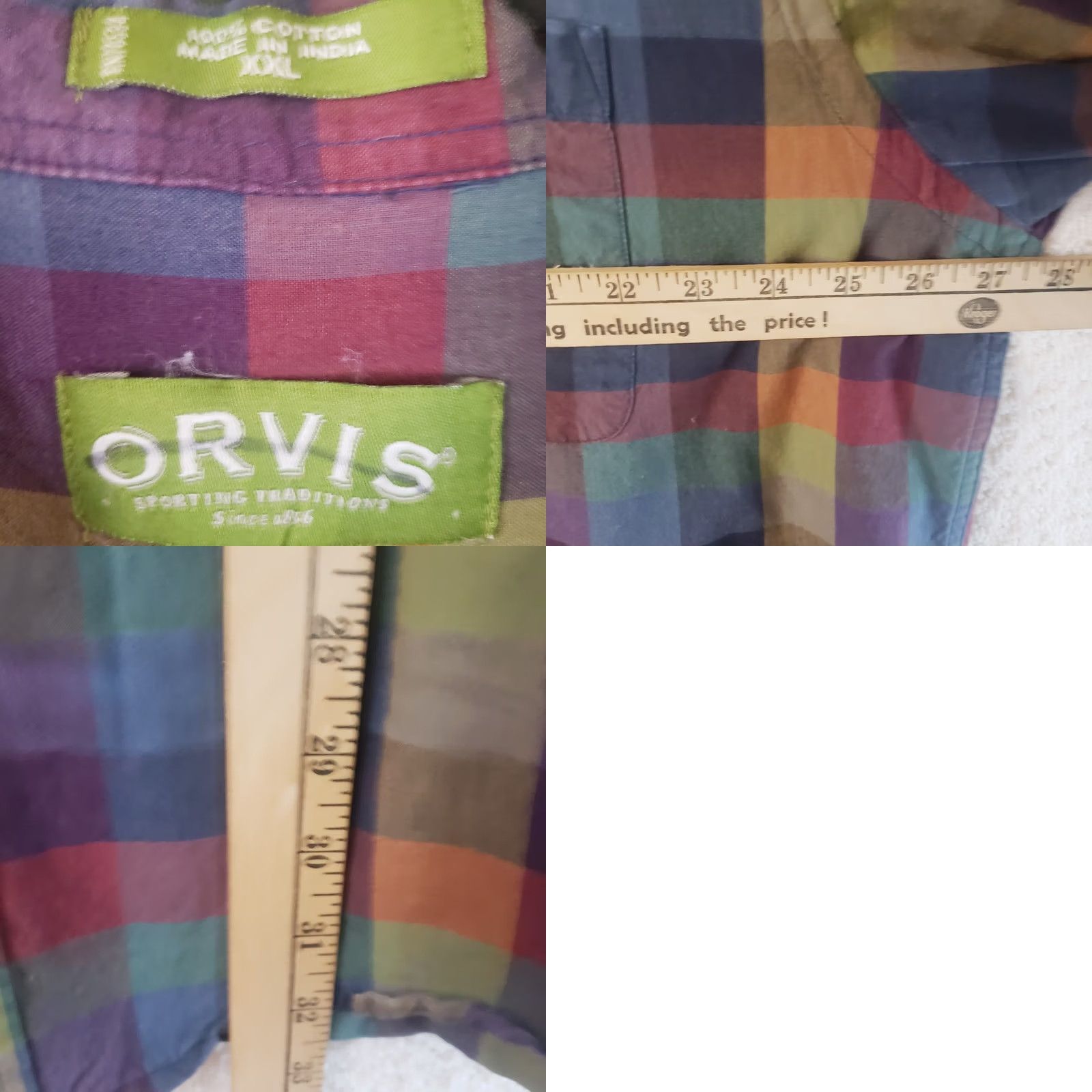 Orvis Orvis Men XX L Short Sleeve Button-Up Shirt Multicolor Cotton Plaid Outdoor Casual Button-Down Collar Men’s Xxl Regular Fit Size US XXL / EU 58 / 5 - 9 Thumbnail
