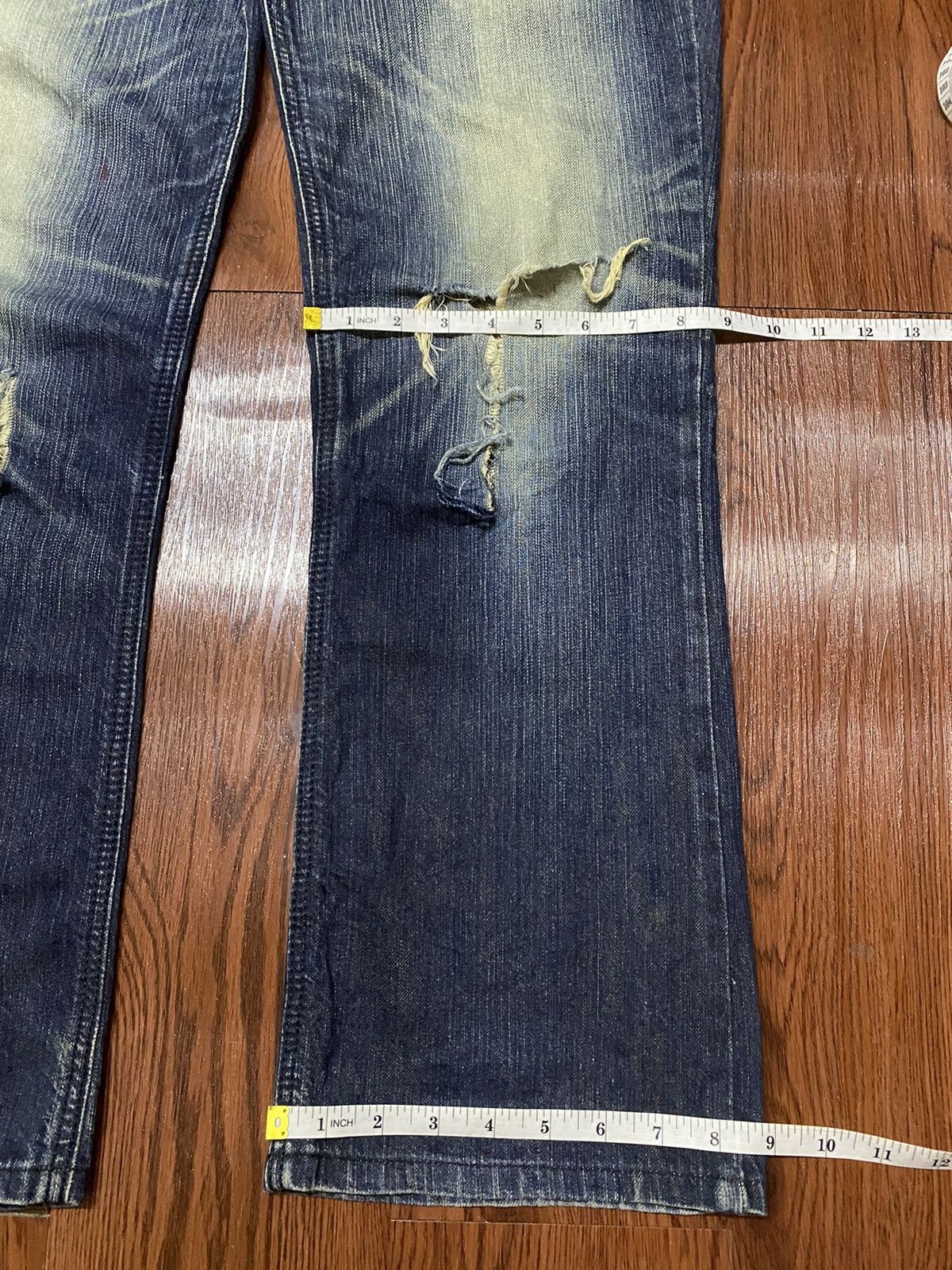 Edwin Vintage EdwiN XVS Blue wash Distressed Jeans Size US 36 / EU 52 - 9 Thumbnail