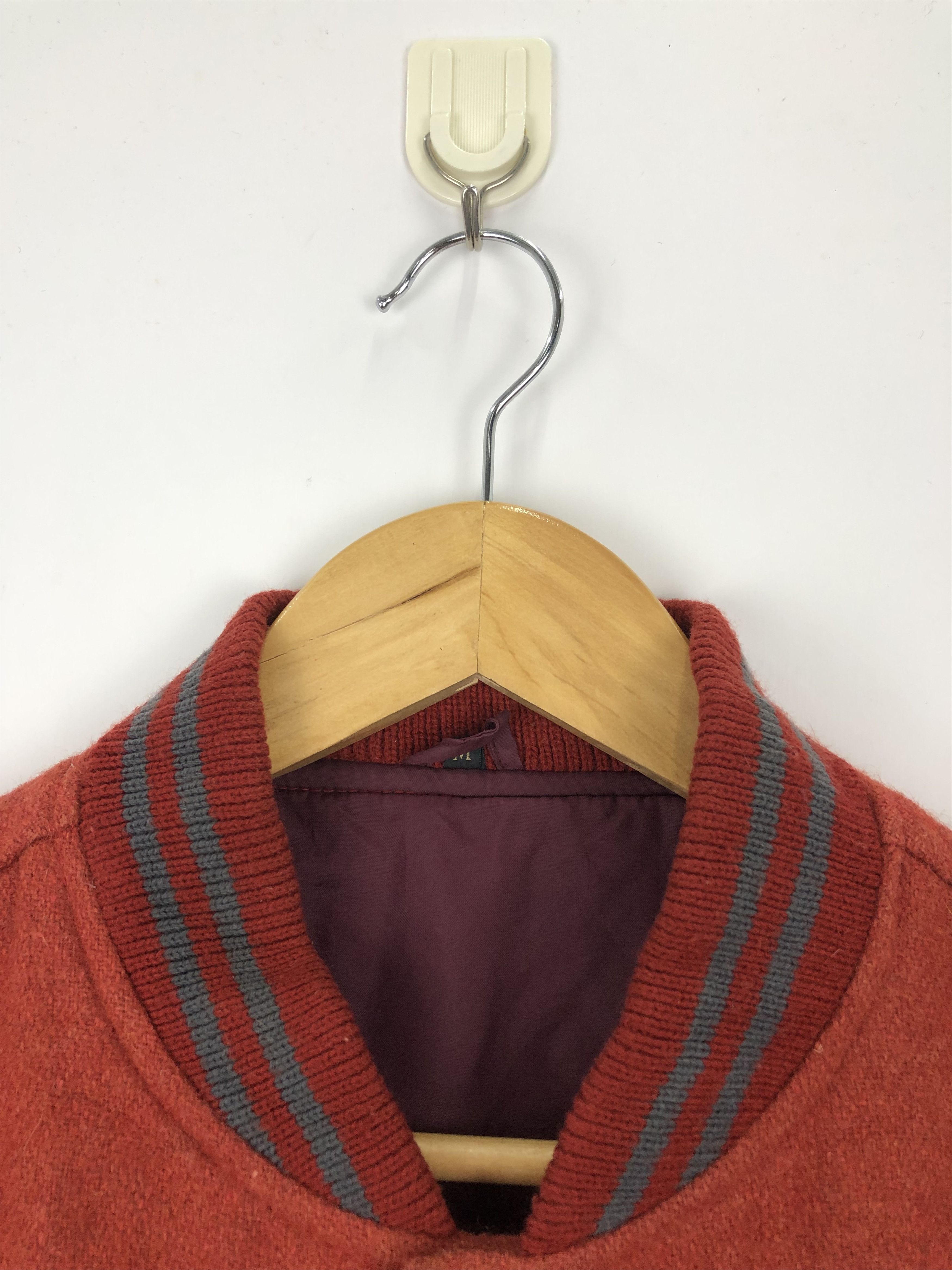 Japanese Brand Vintage 90s Japanese Brand Wool Varsity Jacket Red V0406 Size US M / EU 48-50 / 2 - 6 Thumbnail