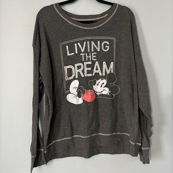 Disney Disney Mickey Living the Dream grey Long Sleeve size 2x Size XXL / US 16-18 / IT 52-54 - 1 Thumbnail