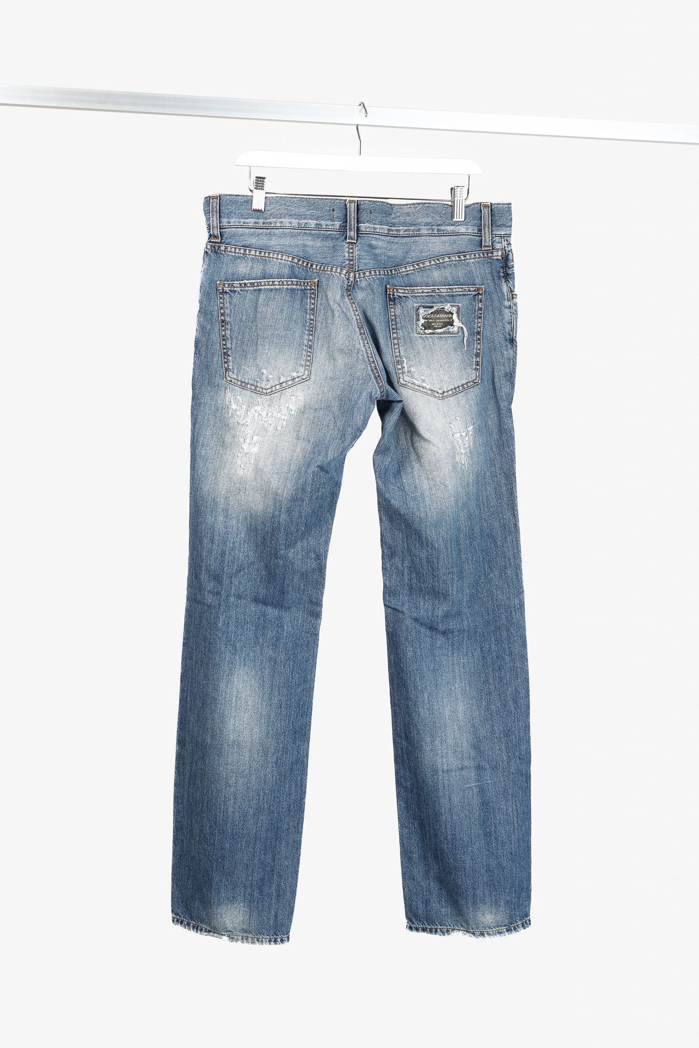 Dolce & Gabbana Dolce & Gabbana Medium-Wash Distressed Straight-Leg Jeans Size US 34 / EU 50 - 2 Thumbnail