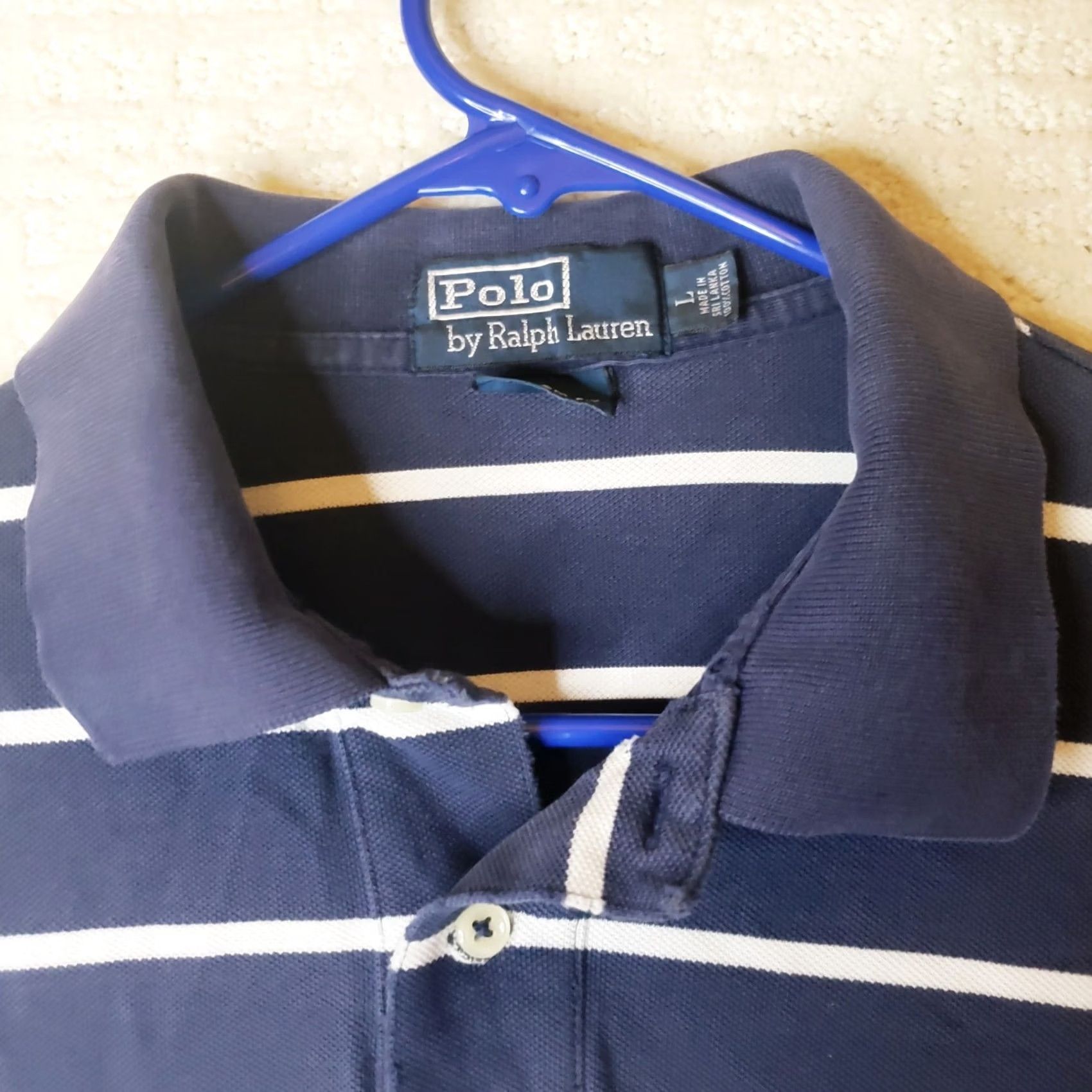 Polo Ralph Lauren Polo Ralph Lauren Polo Shirt Men L Navy Blue Striped Yellow Pony Logo Custom Fit Short Sleeve Embroidered 100% Cotton Golf Classic Preppy Size US L / EU 52-54 / 3 - 6 Thumbnail