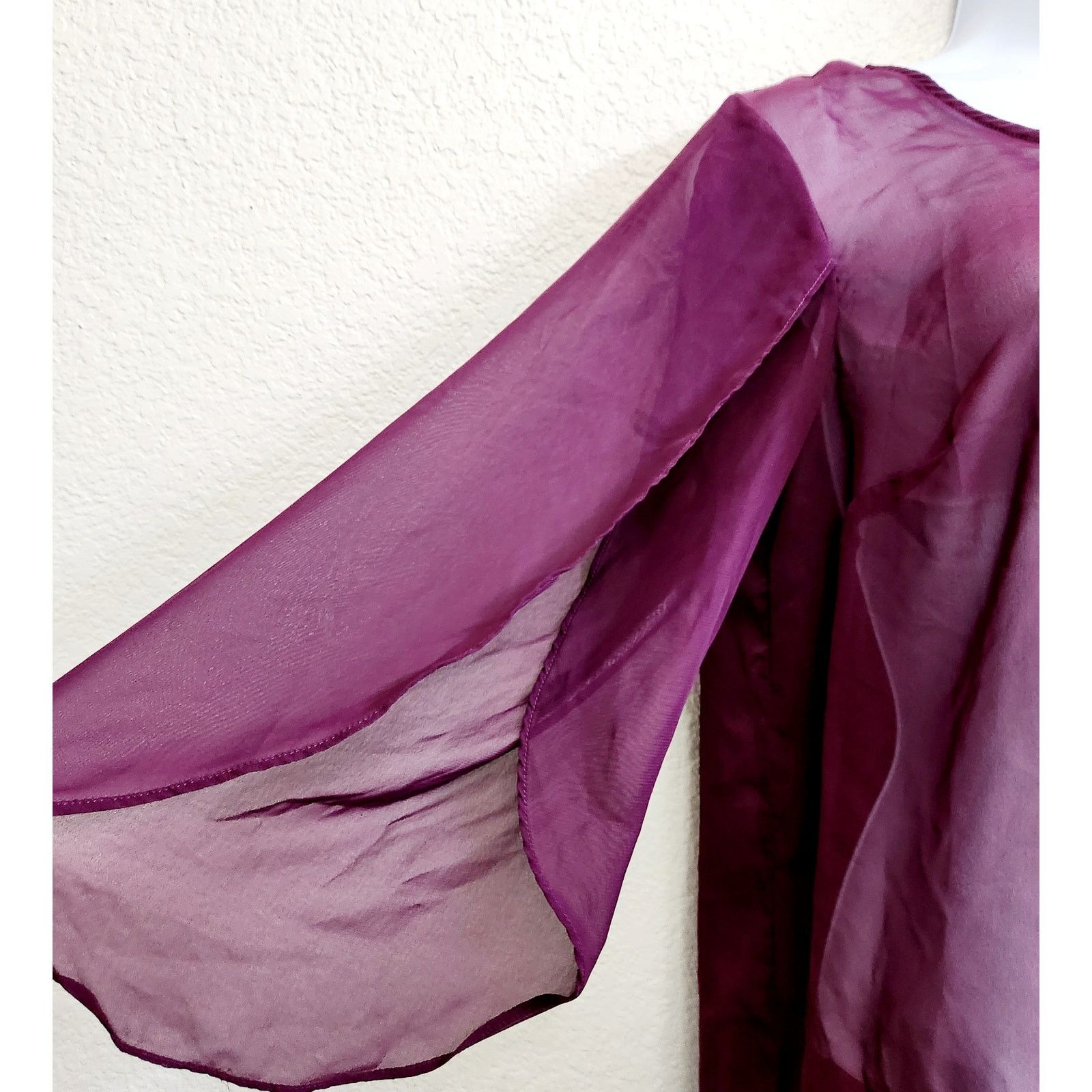 Other AB Studio Purple Sheer Split Long Sleeve Top Medium Flowy Size M / US 6-8 / IT 42-44 - 2 Thumbnail