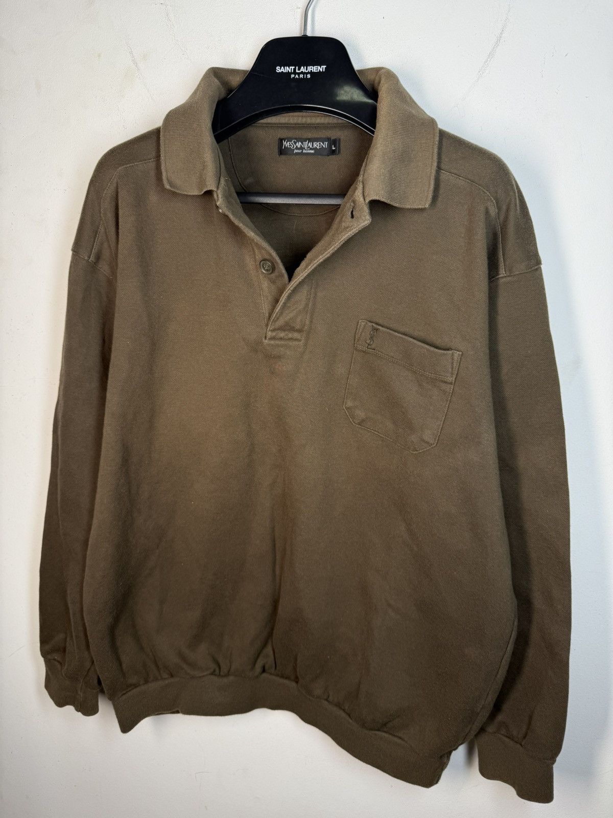 Yves Saint Laurent 90s YSL Sweatshirt 1/4 Olive Vintage Sweater Quarter Zip Size US L / EU 52-54 / 3 - 11 Thumbnail