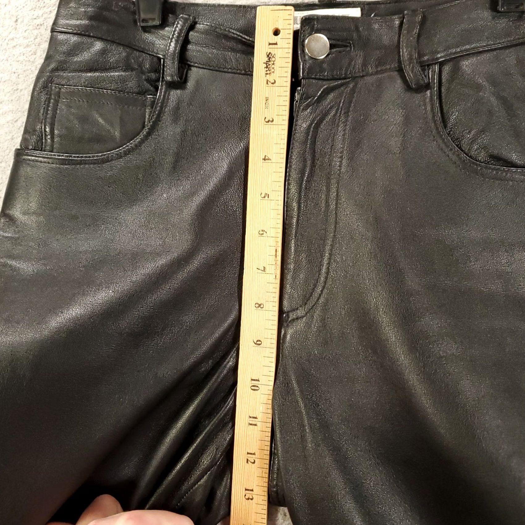 Vintage VINTAGE Hugo Buscati Leather Pants Womens Size 8 Black Slim Straight High Rise 33 Inseam Pockets Zipper Dry Clean Only Fashion Designer 90s/Planner? Size 30" / US 8 / IT 44 - 3 Thumbnail