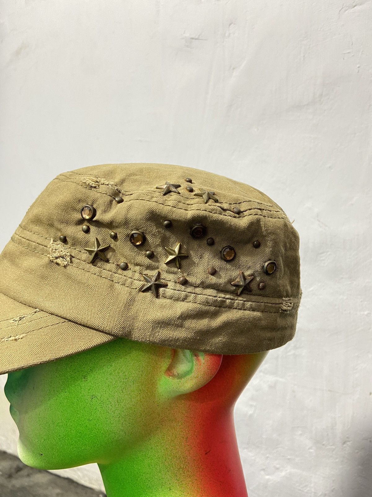 If Six Was Nine × Le Grande Bleu (L.G.B.) × Seditionaries Vintage Cadet Hat Studded Distressed Punk Style Y2K Size ONE SIZE - 2 Thumbnail