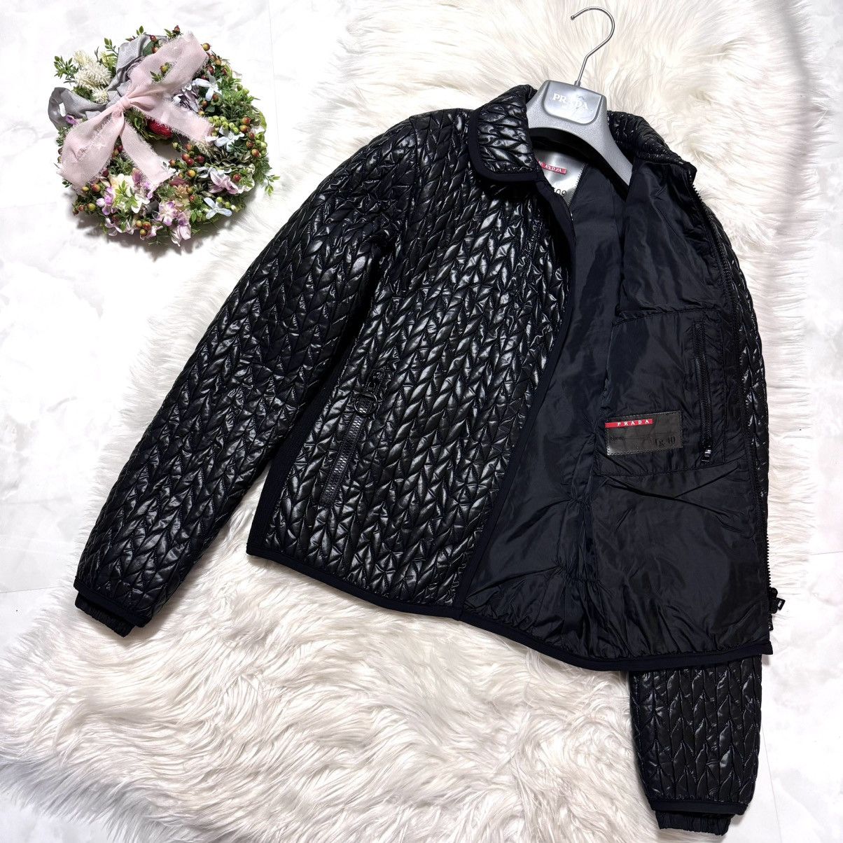 Prada Prada Sport ribbed gathered nylon jacket, black, size 40, Size S / US 4 / IT 40 - 8 Thumbnail