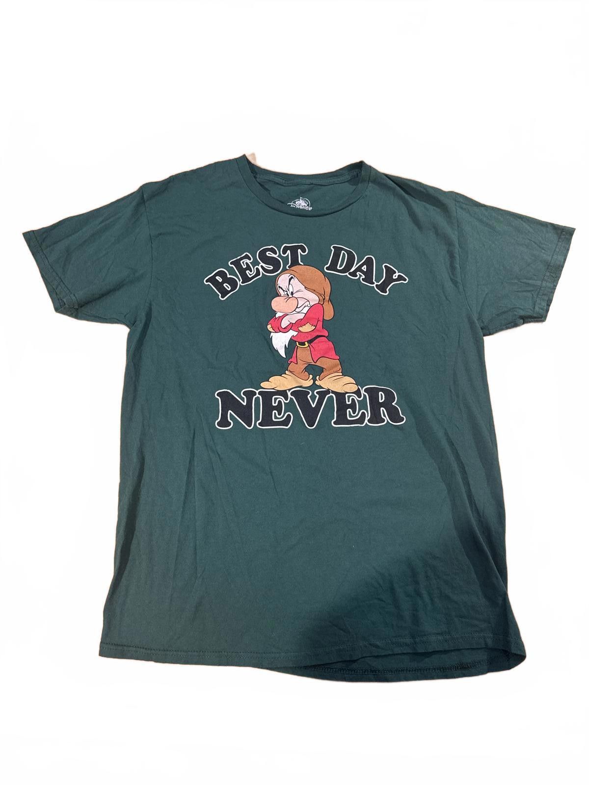 Disney Men's Medium "Best Day Never" Grumpy Dwarf Green Disney Tee Size ONE SIZE - 1 Thumbnail