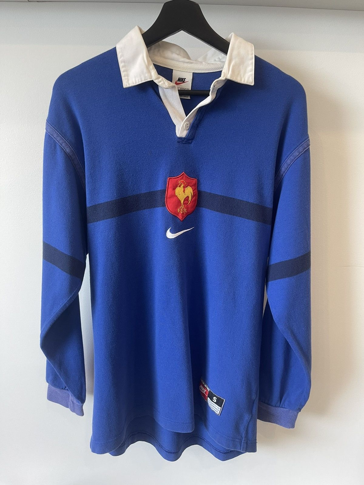 image of Vintage Nike Ffr Rugby Longsleeve Shirt in Blue, Men's (Size Medium)
