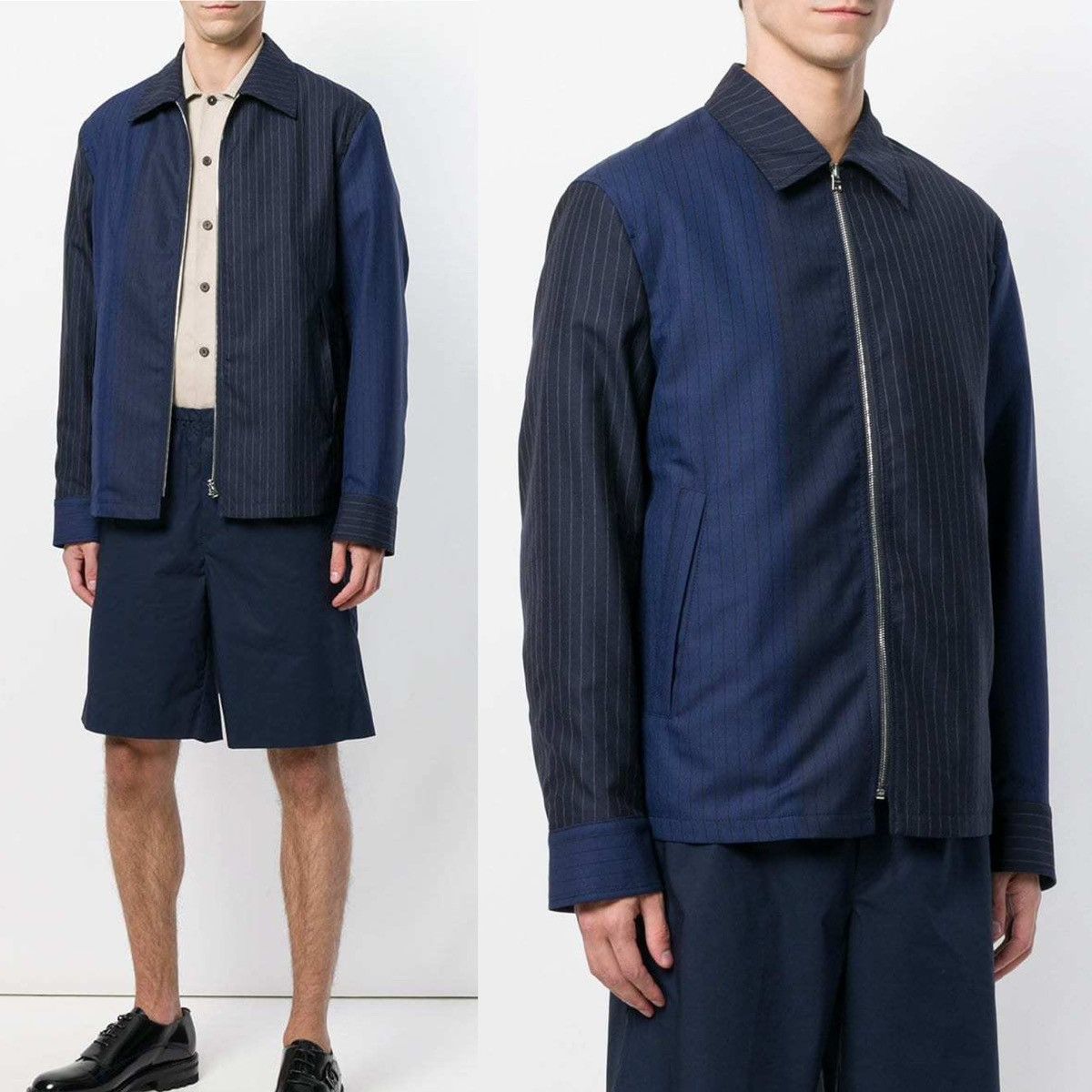 Marni MARNI Mixed Pinstripe Wool Zip Jacket S/S 2018 sz 46 Size US S / EU 44-46 / 1 - 4 Thumbnail