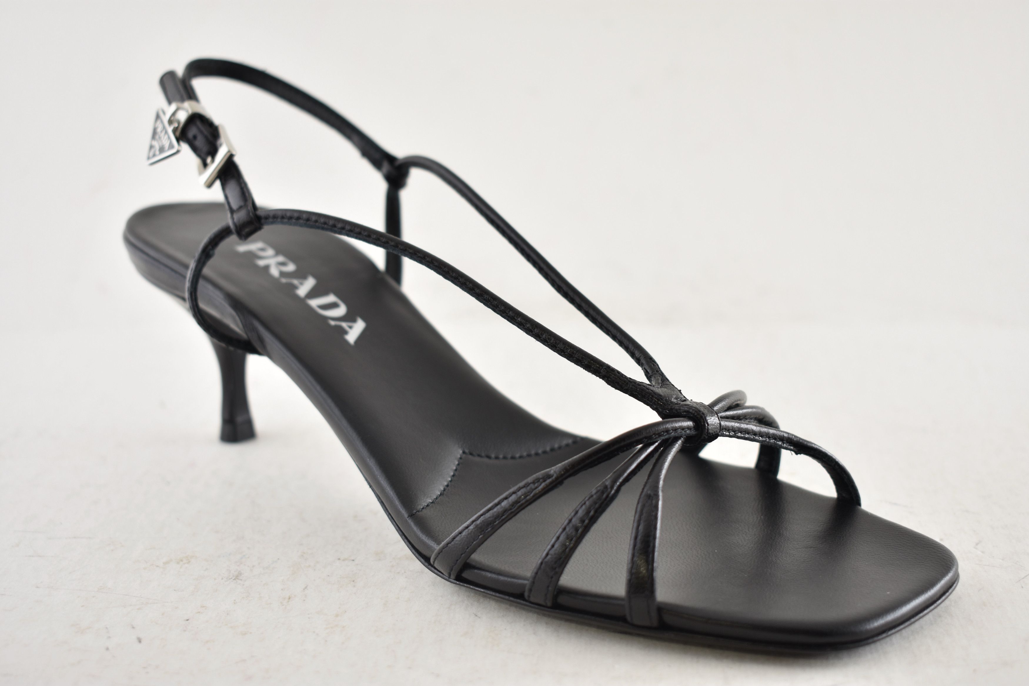 Prada Prada Capretto Strappy 55mm Leather Sandal Kitten Heel 38 Size US 8 / IT 38 - 6 Thumbnail