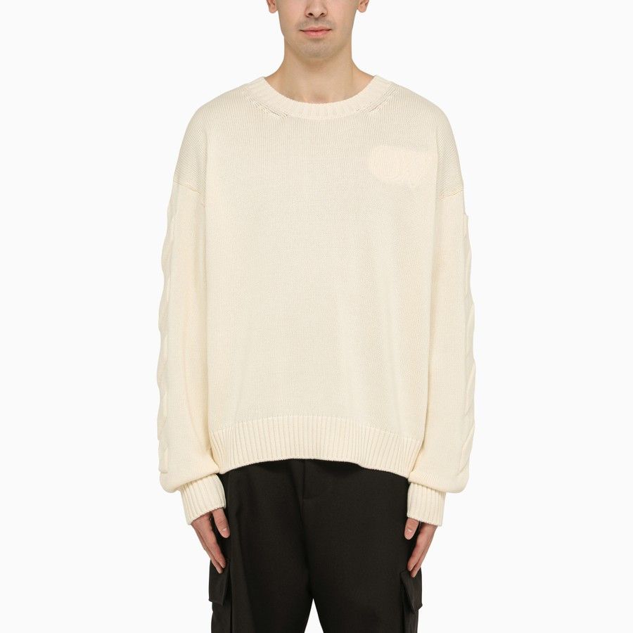 image of Off White O1D2Blof0424 Crewneck Sweatshirts In Cream, Men's (Size Medium)