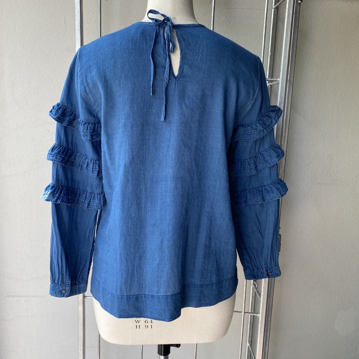 J.Crew J.CREW Blue Ruffled Long-Sleeve Blouse Size XS / US 0-2 / IT 36-38 - 12 Thumbnail
