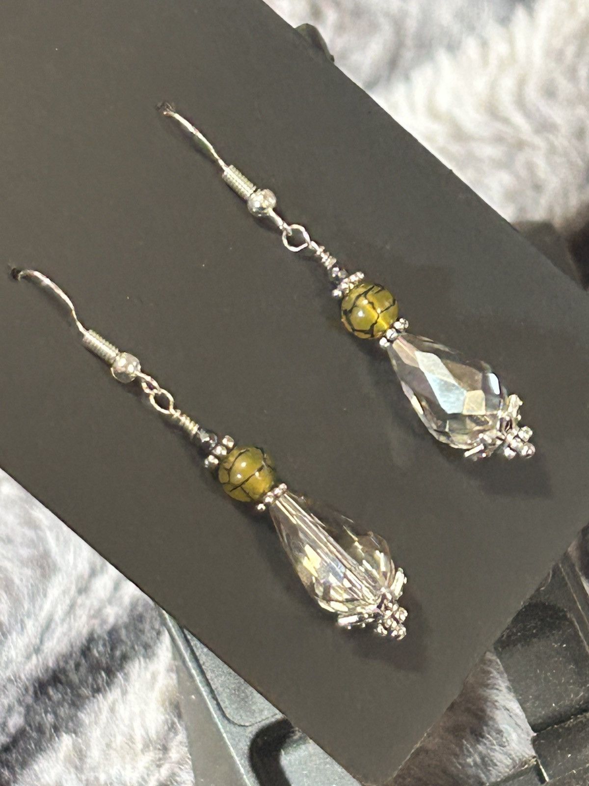 Handmade Handcrafted raindrop faceted rutilated quartz earrings Size ONE SIZE - 4 Thumbnail