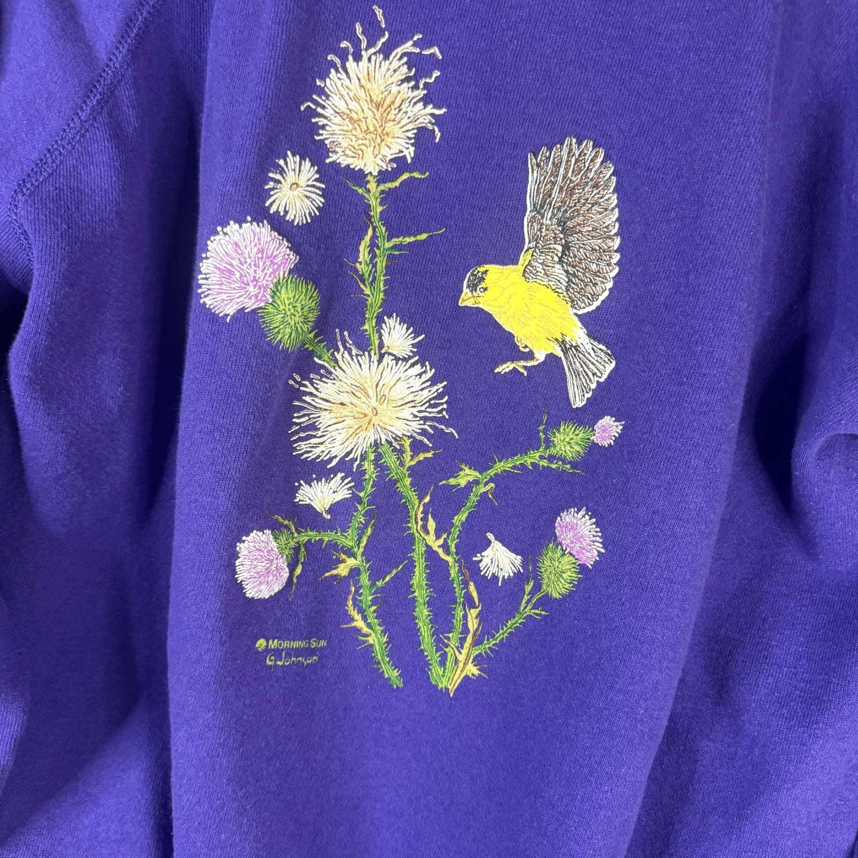 Vintage VINTAGE Morning Sun Womens Collared Fleece Shirt Purple Floral Bird Raglan Sleeve L Size L / US 10 / IT 46 - 6 Thumbnail