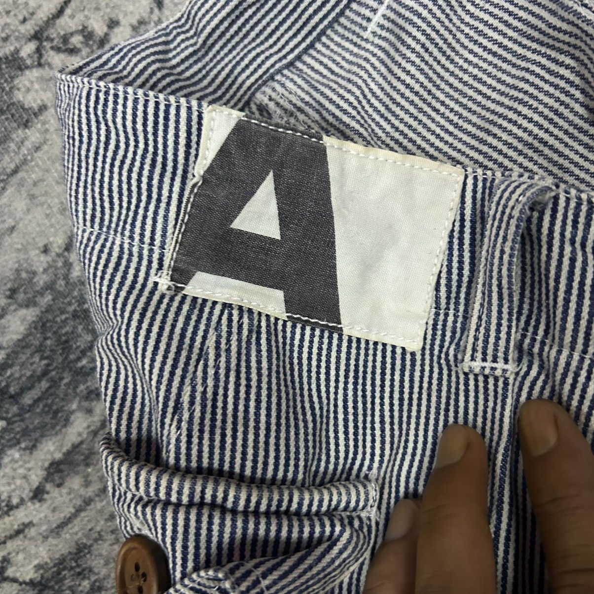 Designer × Japanese Brand × Vintage Vintage Japan Hickory Stripes Curve Leg Pants Size US 34 / EU 50 - 7 Thumbnail
