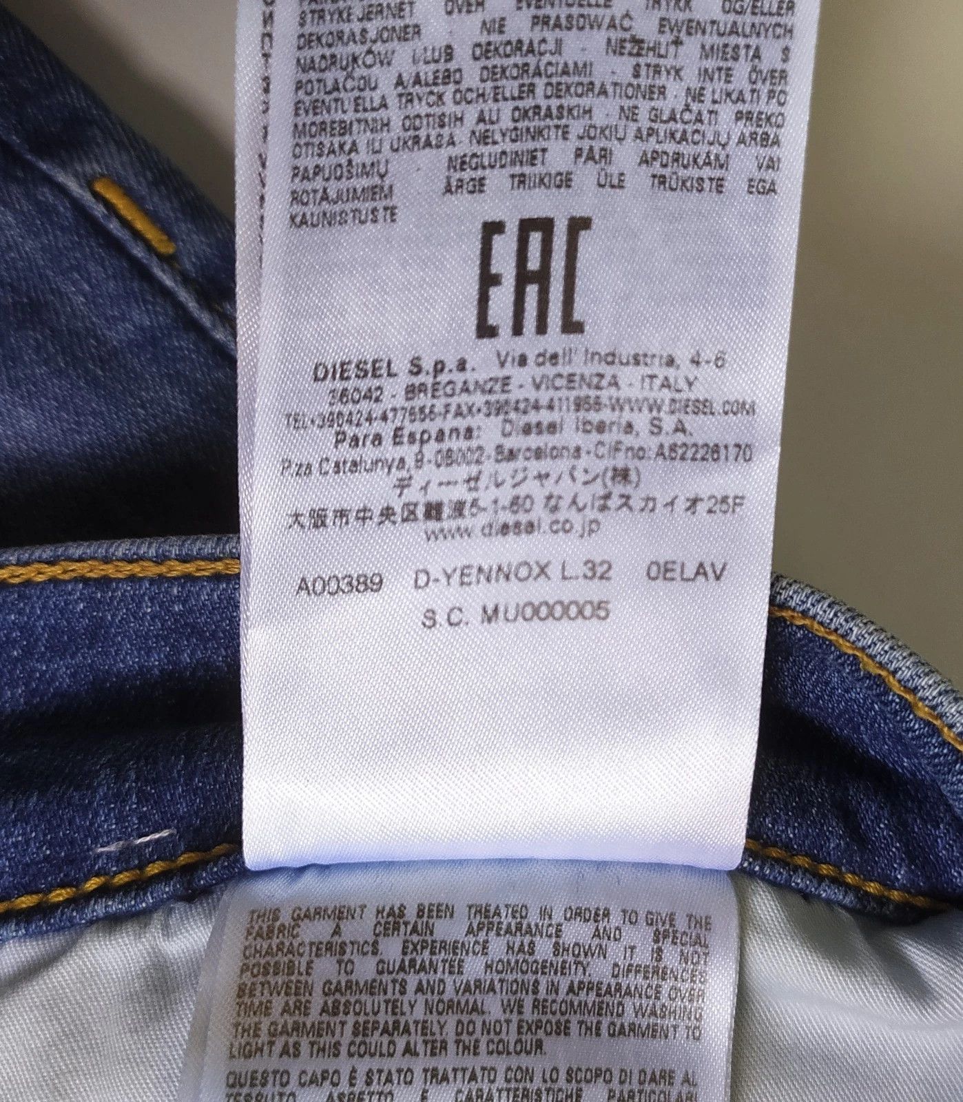 Diesel Diesel D-YENNOX L.32 MENS JEANS T/9874 Size US 40 / EU 56 - 9 Thumbnail