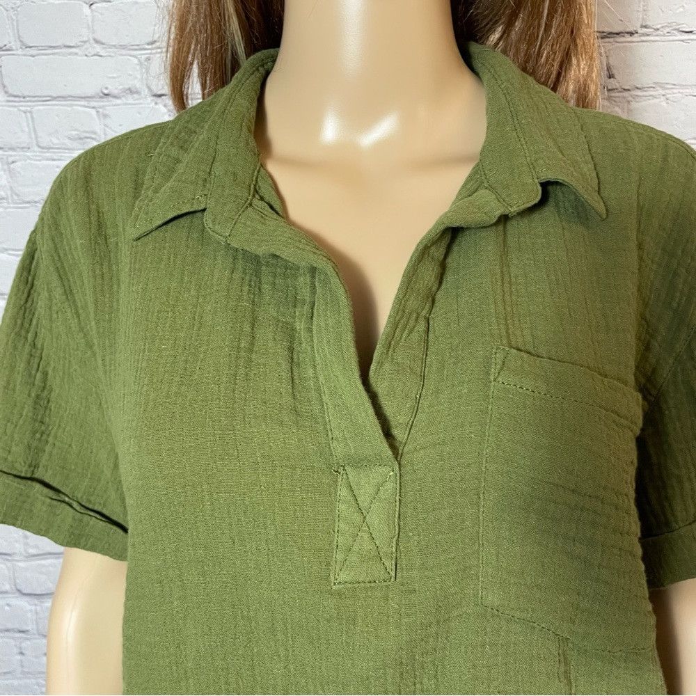 Other NWT New Lola River Brushed Gauze Cotton V-Neck Collared Oli Size M / US 6-8 / IT 42-44 - 2 Thumbnail