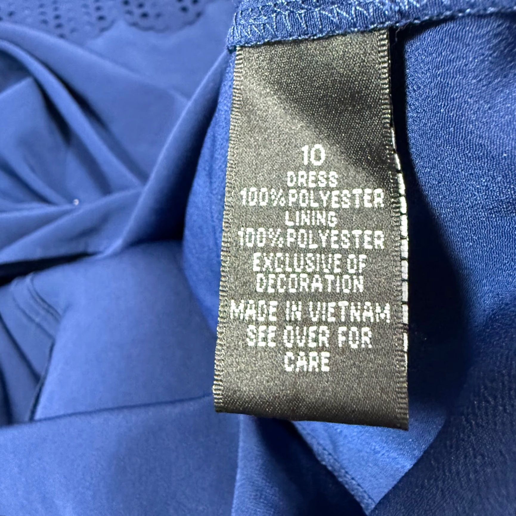 Vintage AB Studio Womens Tank Sheath Dress Size 10 Blue Off Shoulder Lace Panel Knee Length Dress Size L / US 10 / IT 46 - 7 Thumbnail