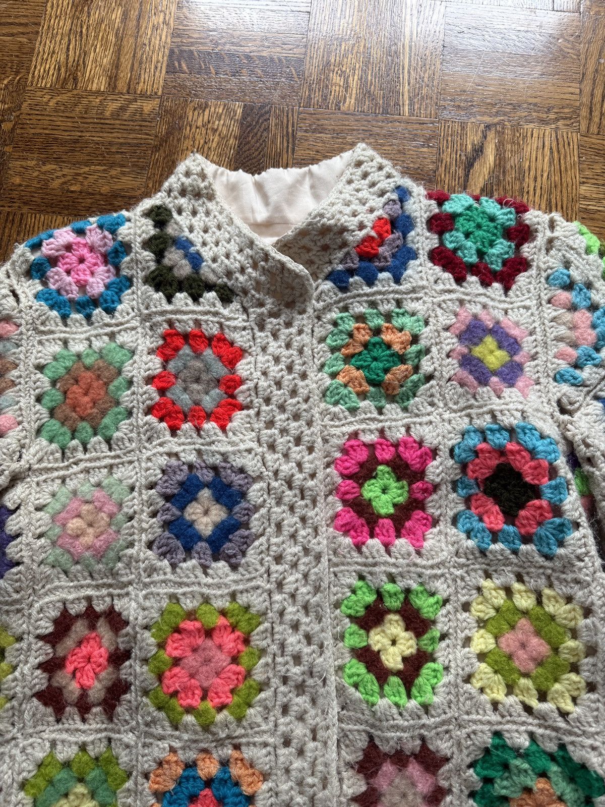 Vintage Vintage 70s Handmade Crochet Granny Square Quilted Jacket Size S / US 4 / IT 40 - 5 Thumbnail
