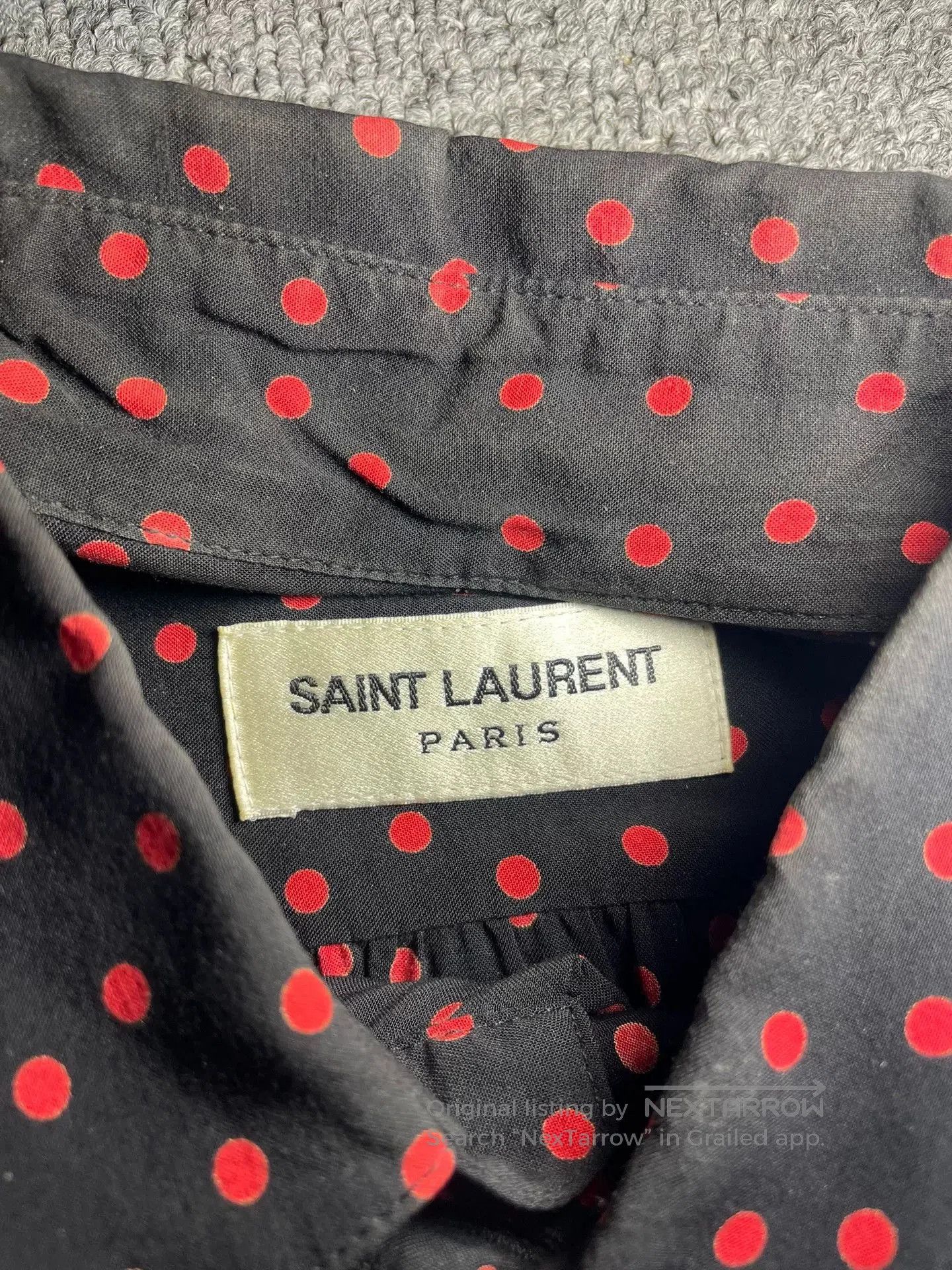 Saint Laurent Paris Saint Laurent Black Red Polka Dot Bow Shirt. Size XS / US 0-2 / IT 36-38 - 3 Thumbnail